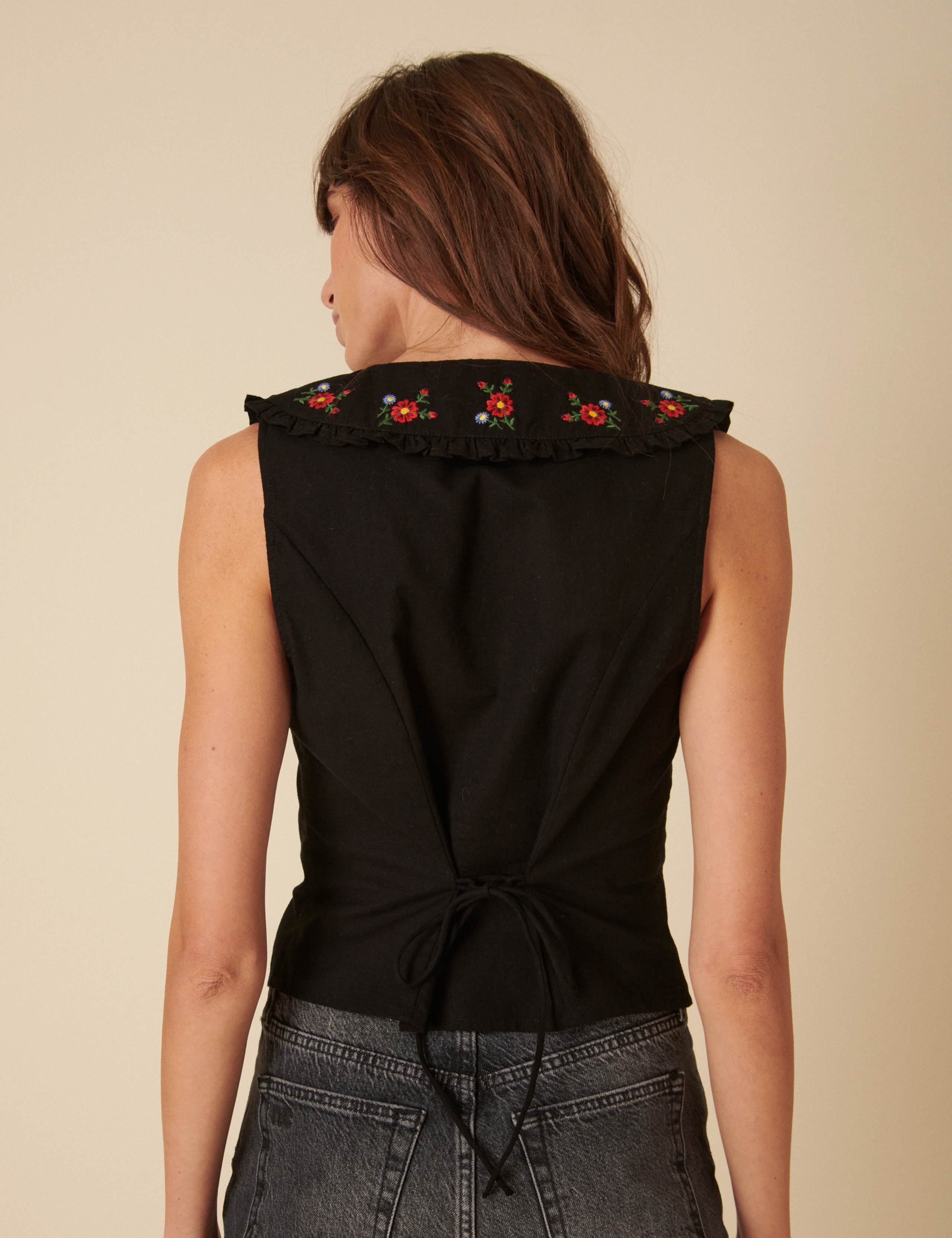 Pure Cotton Floral Embroidered Collared Top 3 of 4