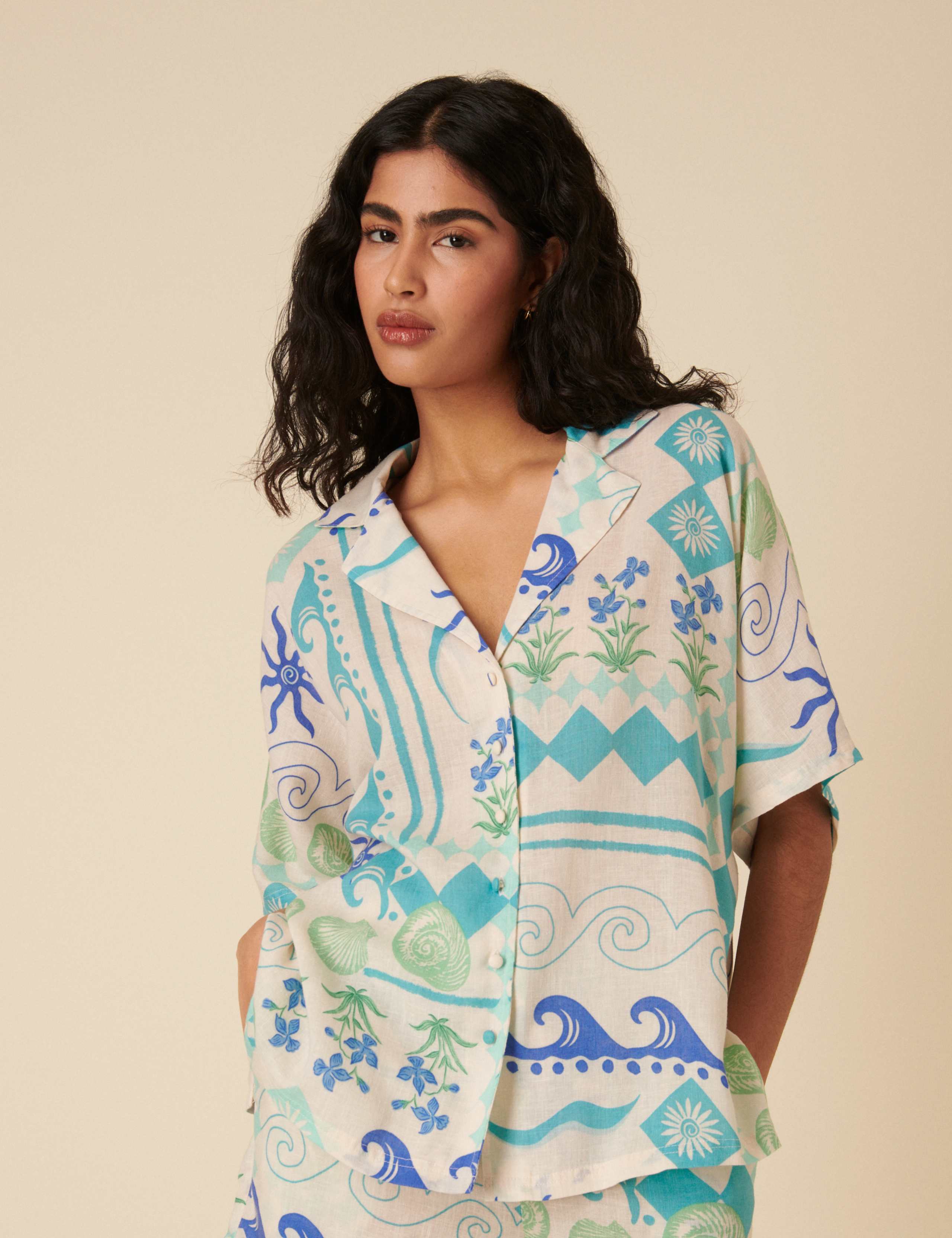 Lyocell Rich Printed Collared Relaxed Shirt 2 of 7