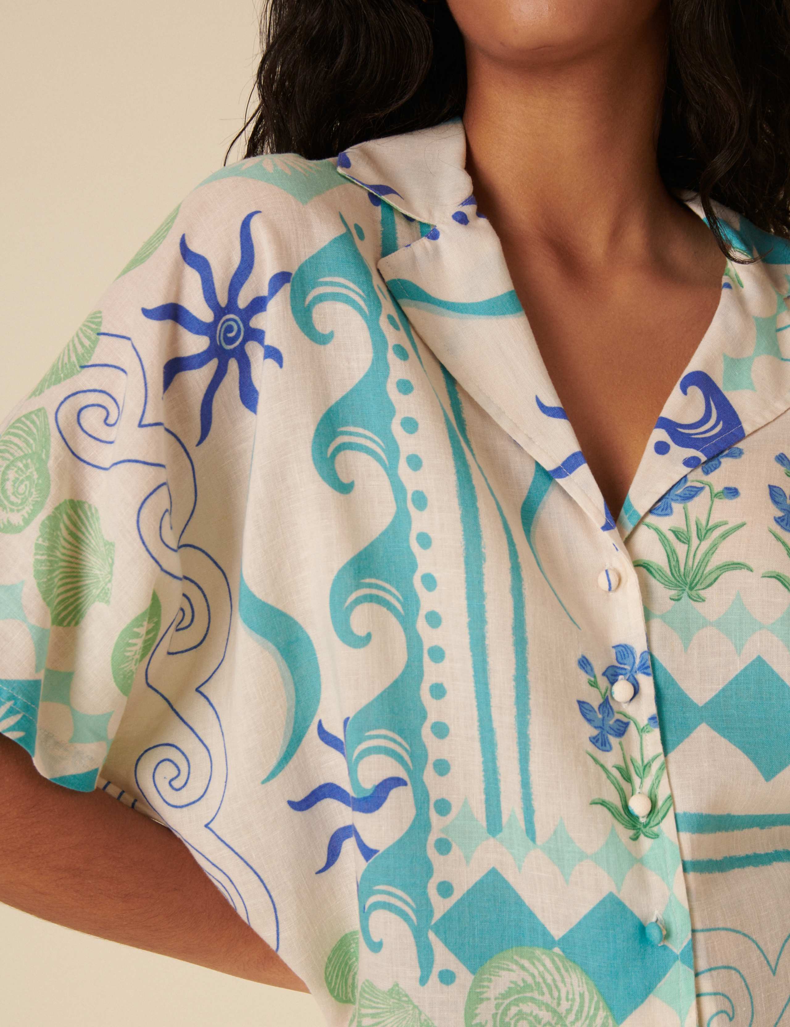 Lyocell Rich Printed Collared Relaxed Shirt 5 of 7