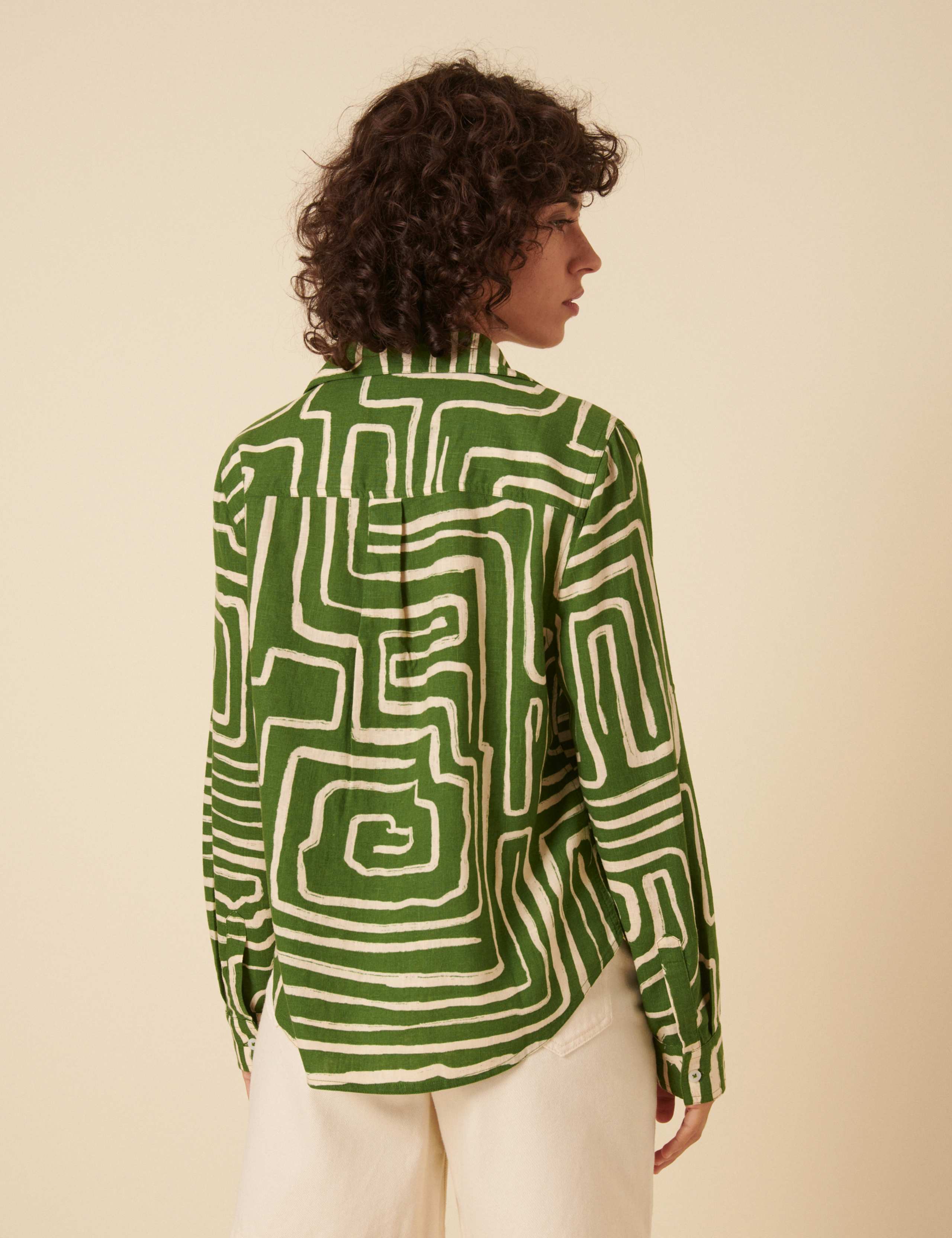 Lyocell Rich Printed Collared Oversized Shirt 3 of 5