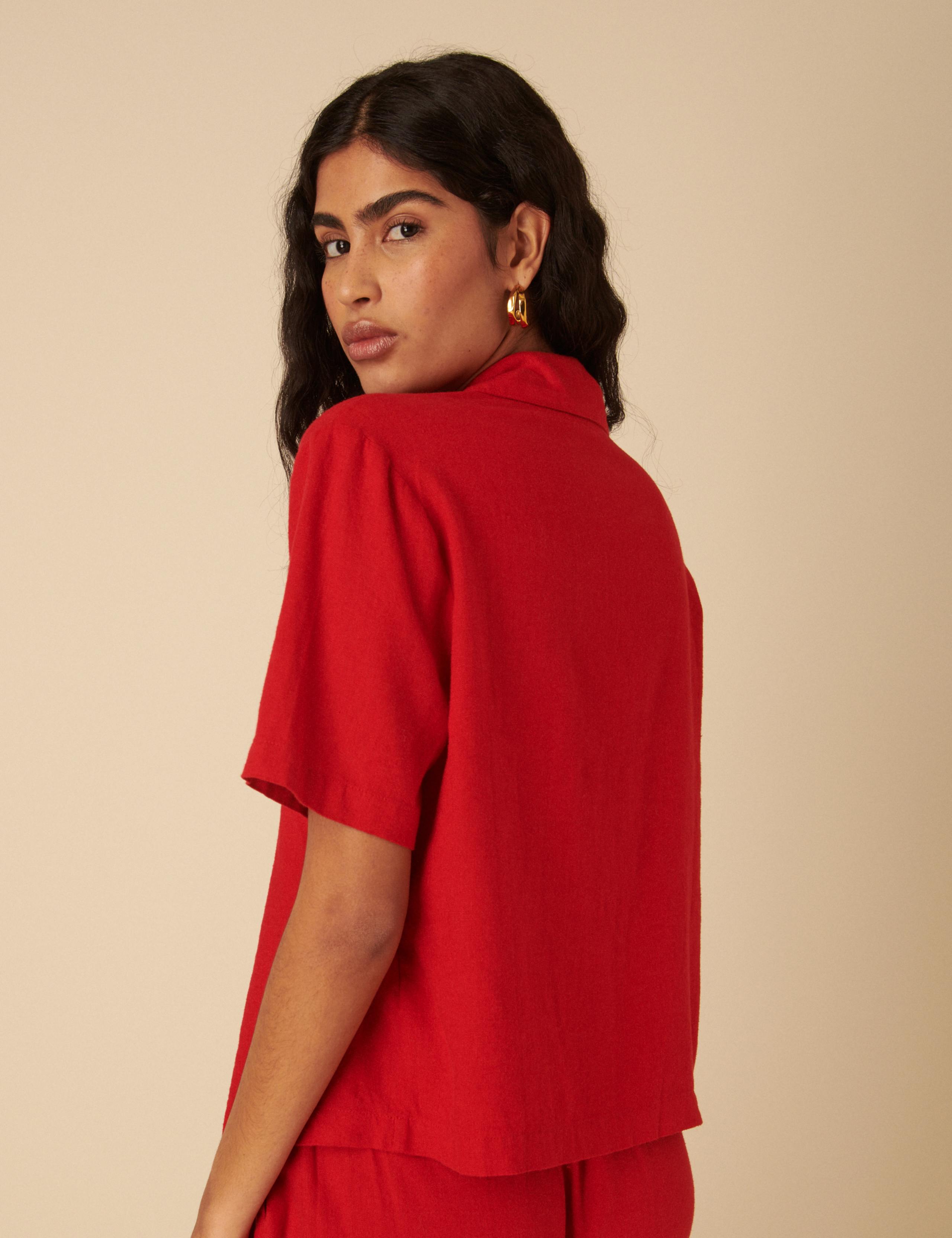 Linen Rich Collared Oversized Shirt 3 of 5
