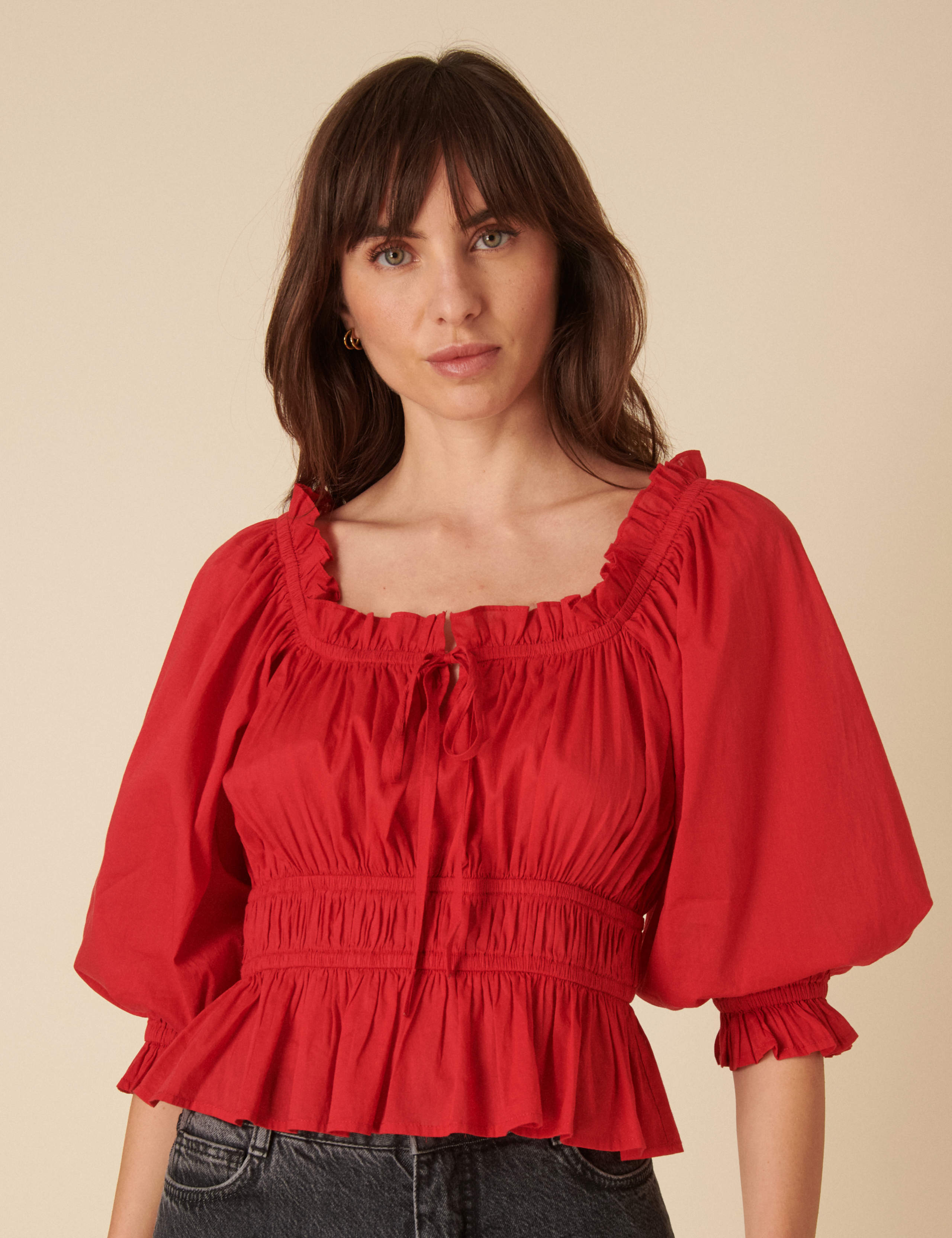 Pure Cotton Frill Detail Blouse 1 of 5