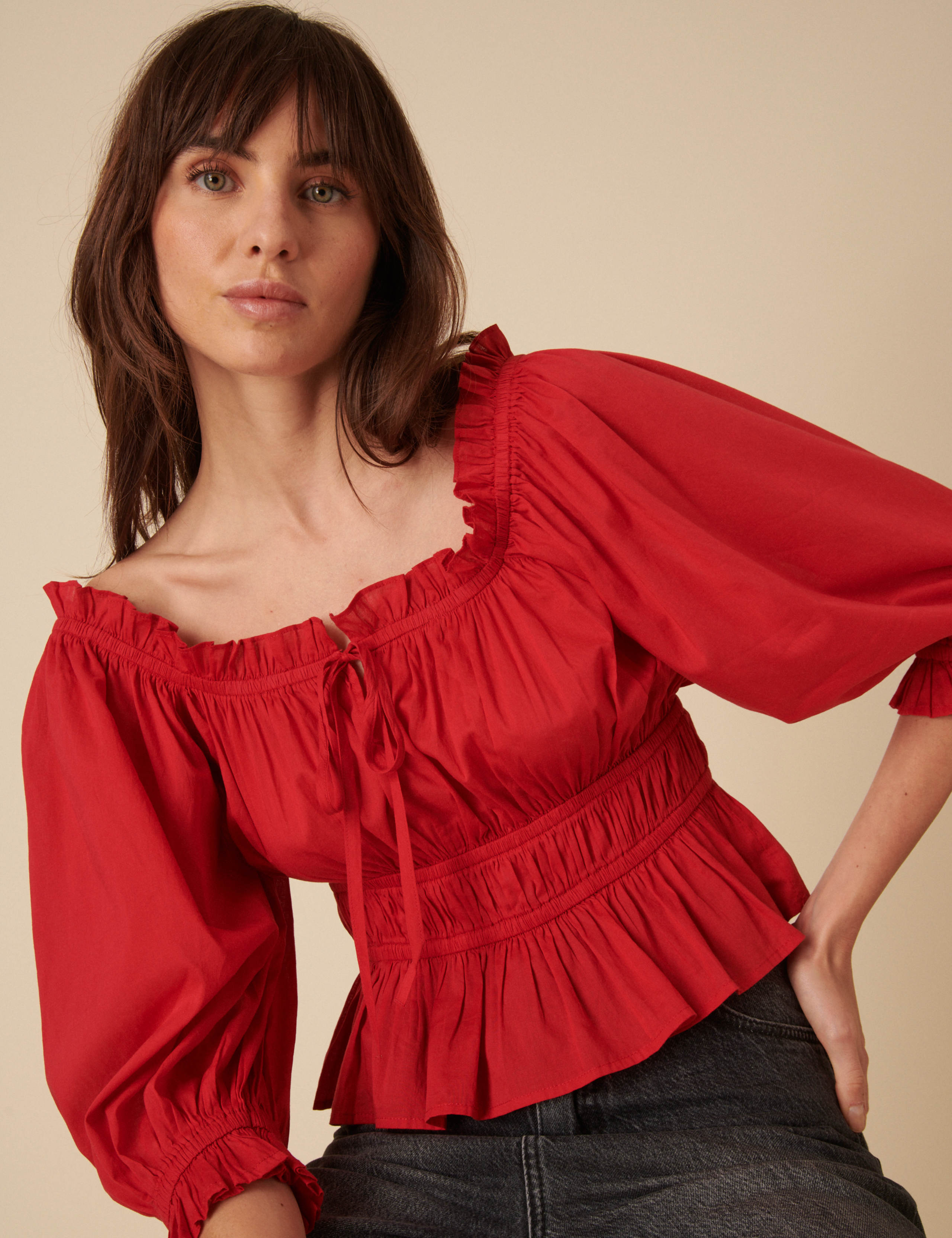 Pure Cotton Frill Detail Blouse 2 of 5