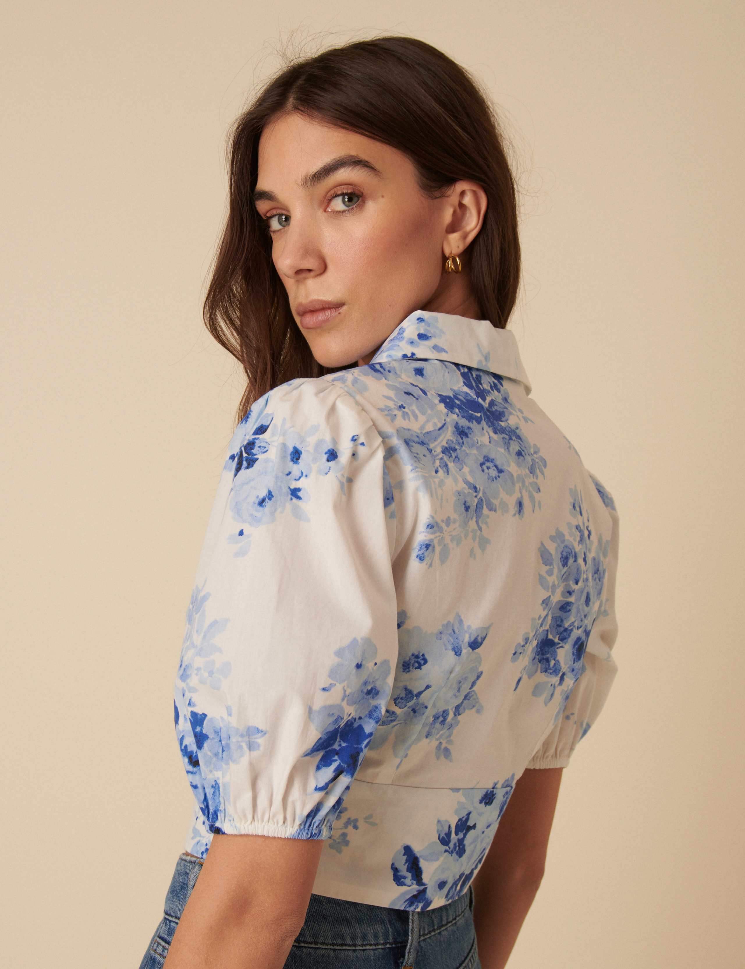 Pure Cotton Floral Collared Fitted Top 3 of 5