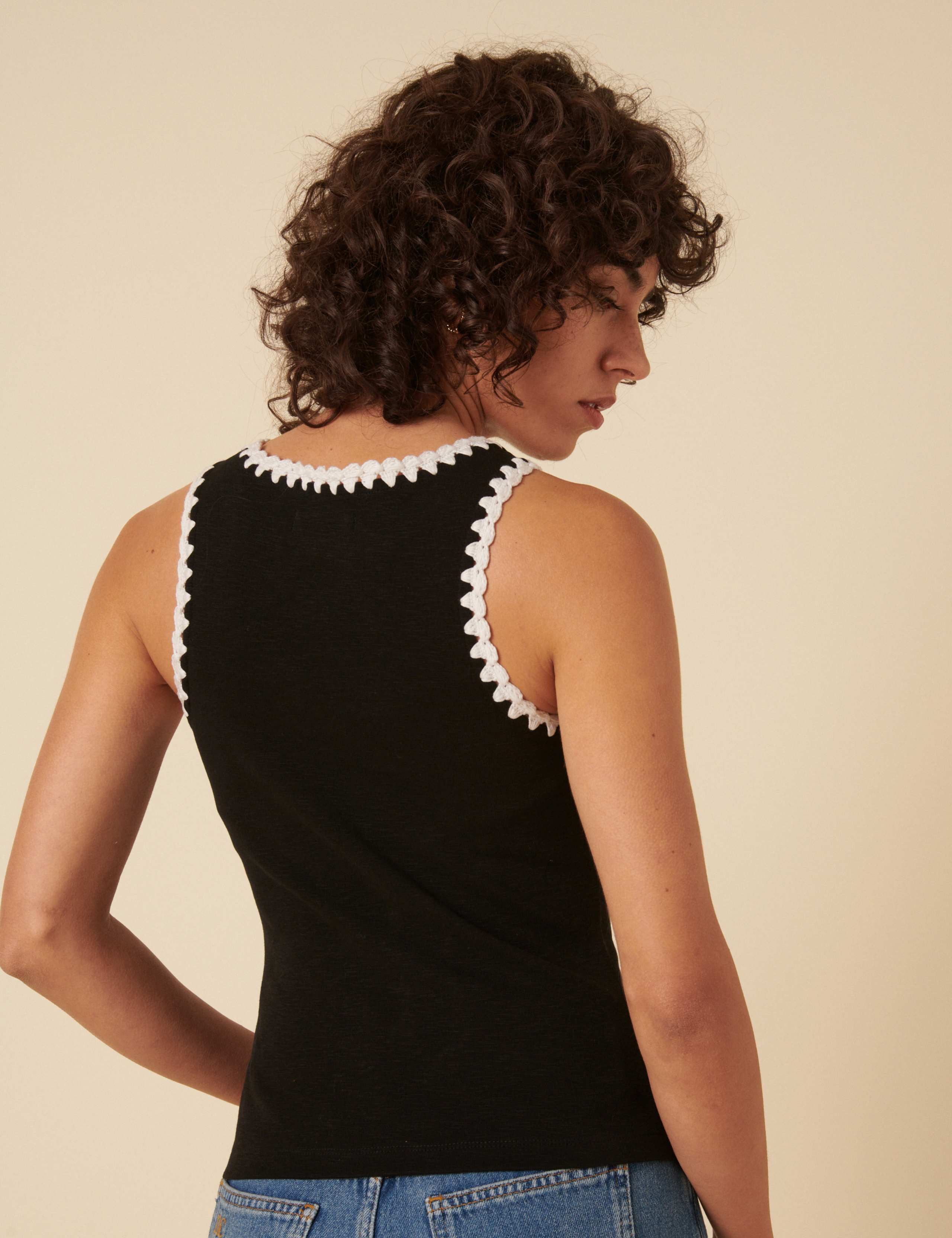 Pure Cotton Knitted Trim Racer Back Vest 3 of 6