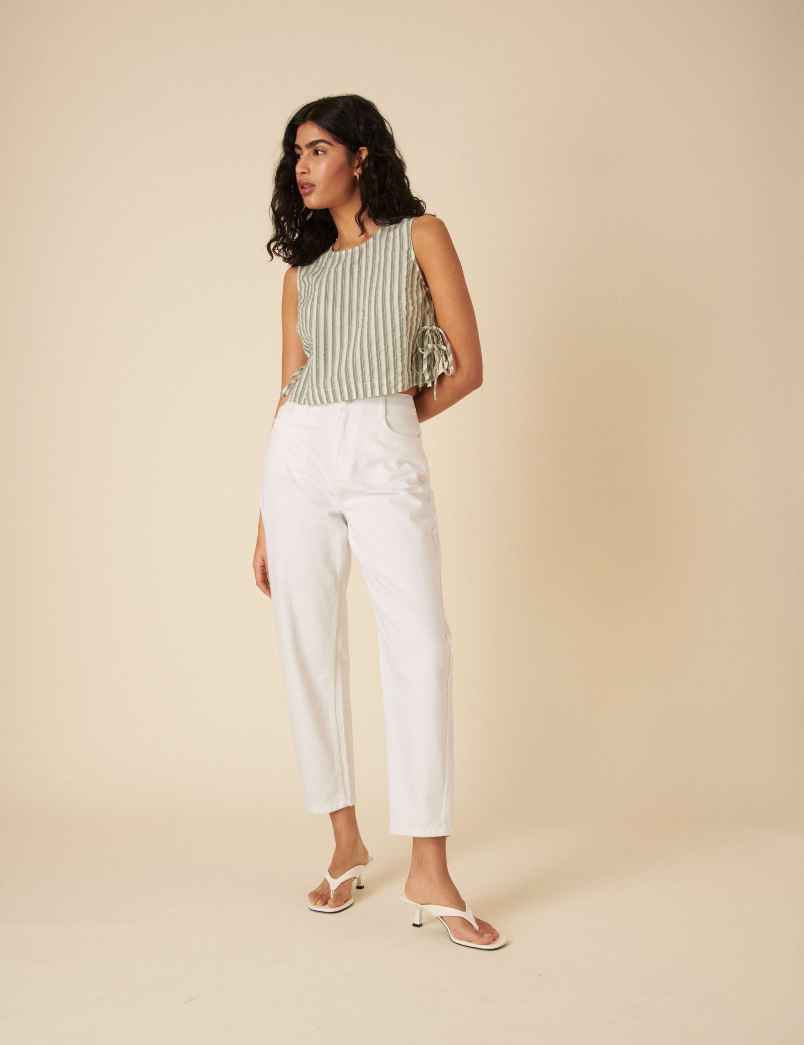 Pure Cotton Striped Relaxed Crop Top 2 of 4