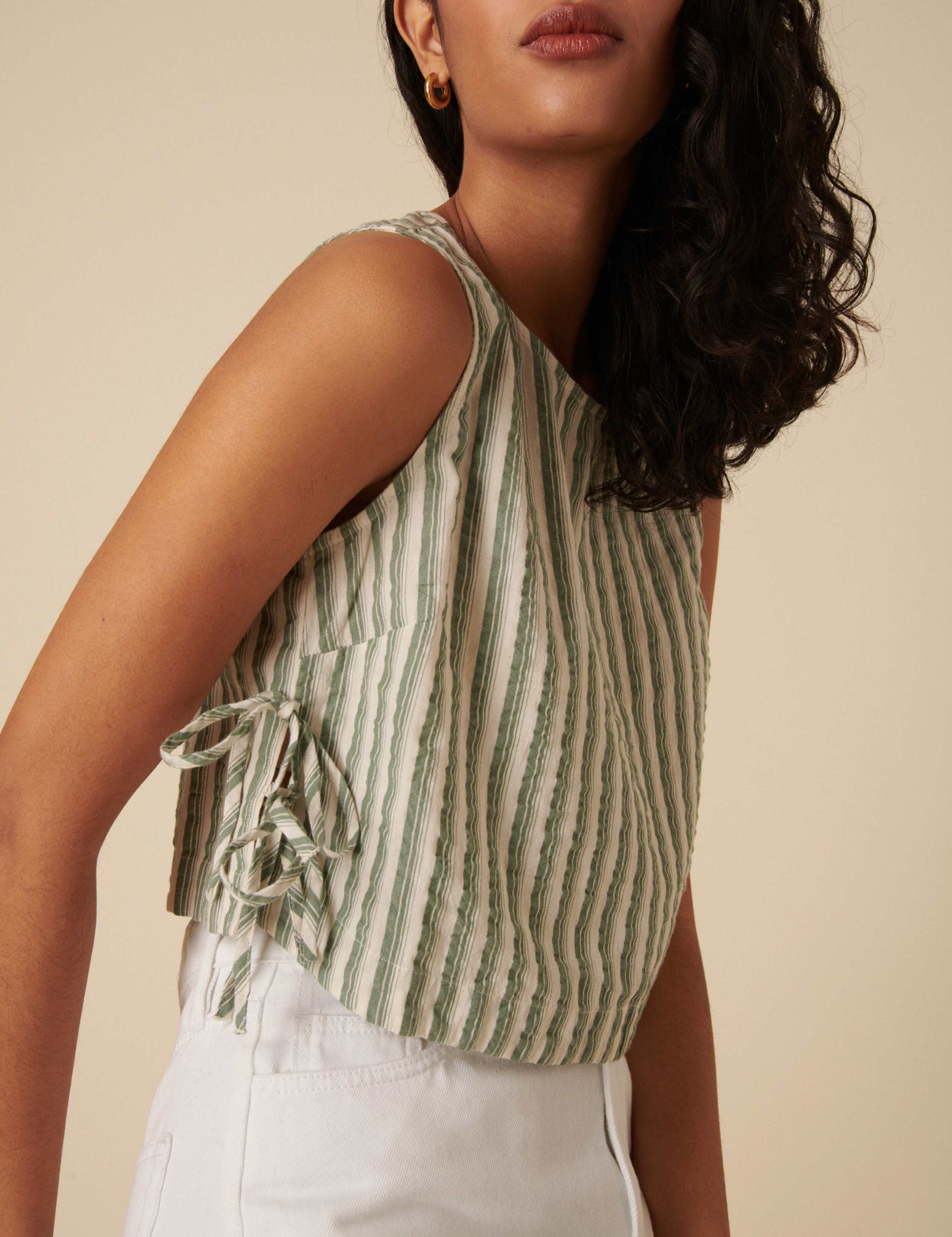 Pure Cotton Striped Relaxed Crop Top 4 of 4