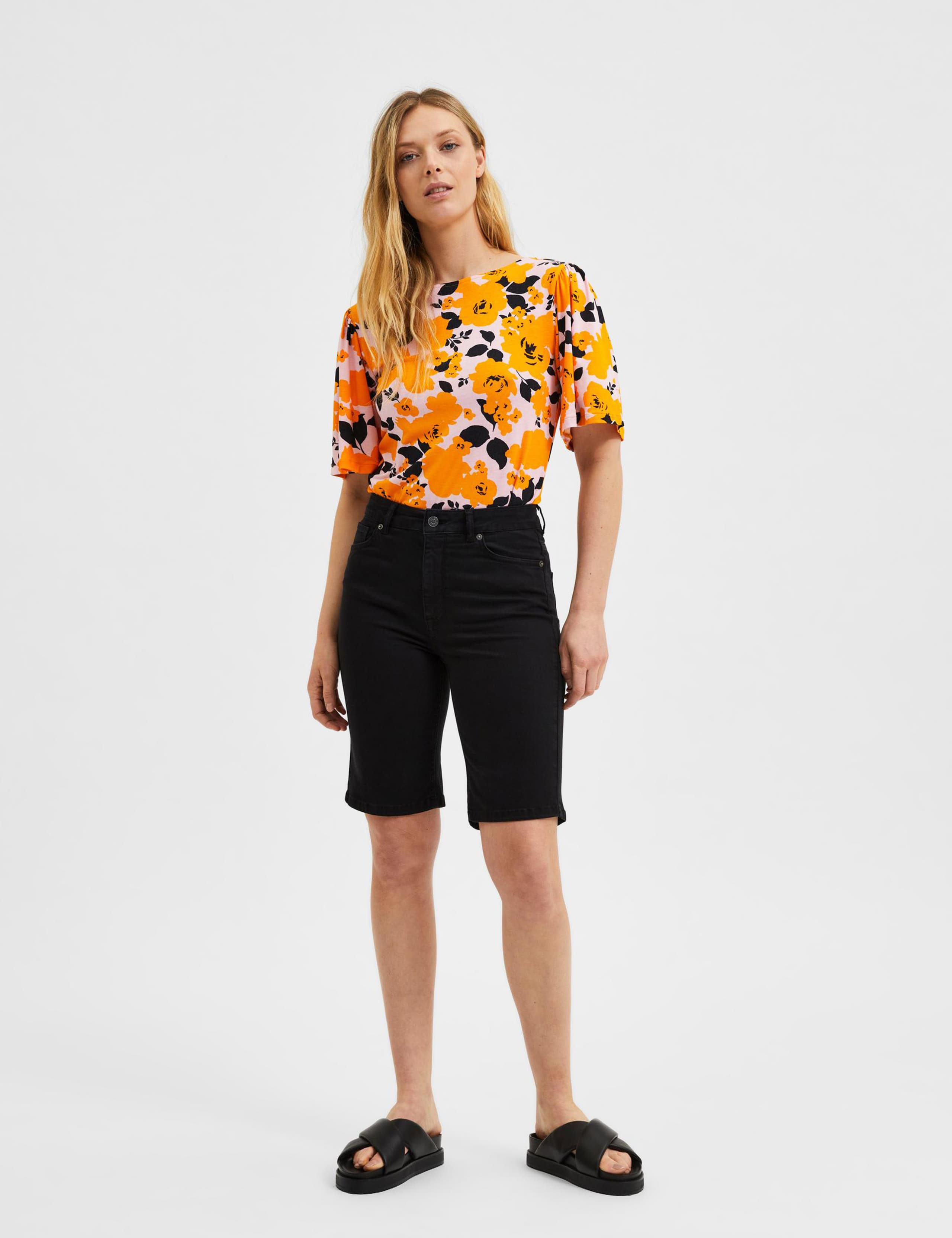 Floral Slash Neck Half Sleeve T-Shirt 1 of 4