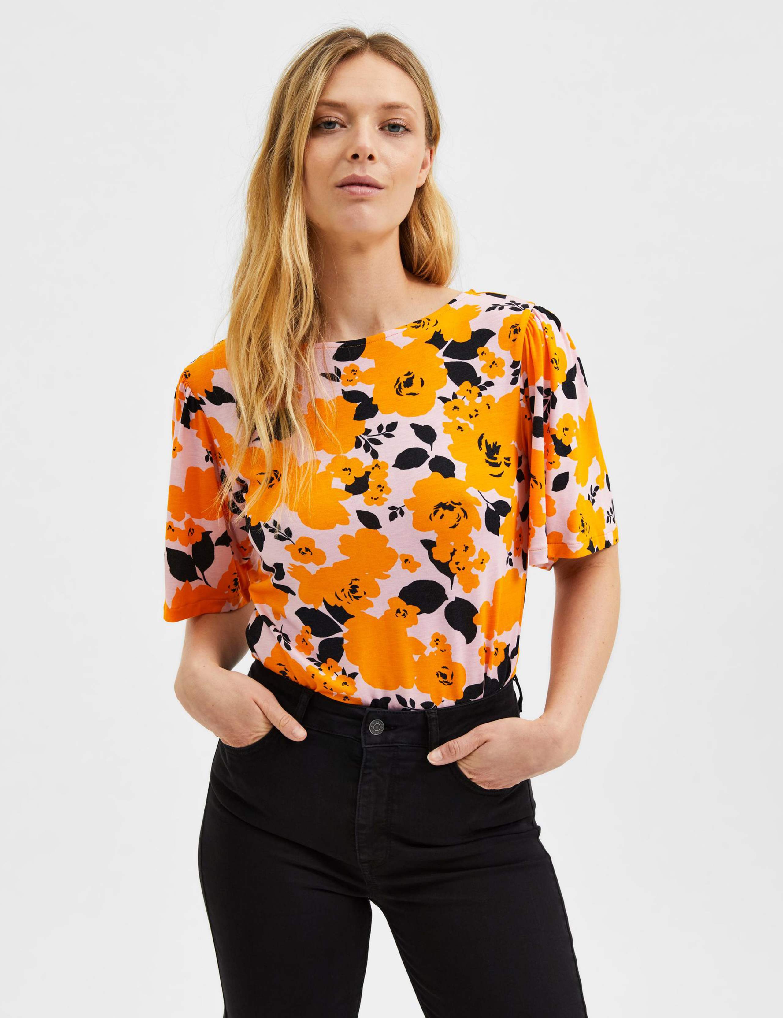 Floral Slash Neck Half Sleeve T-Shirt 2 of 4