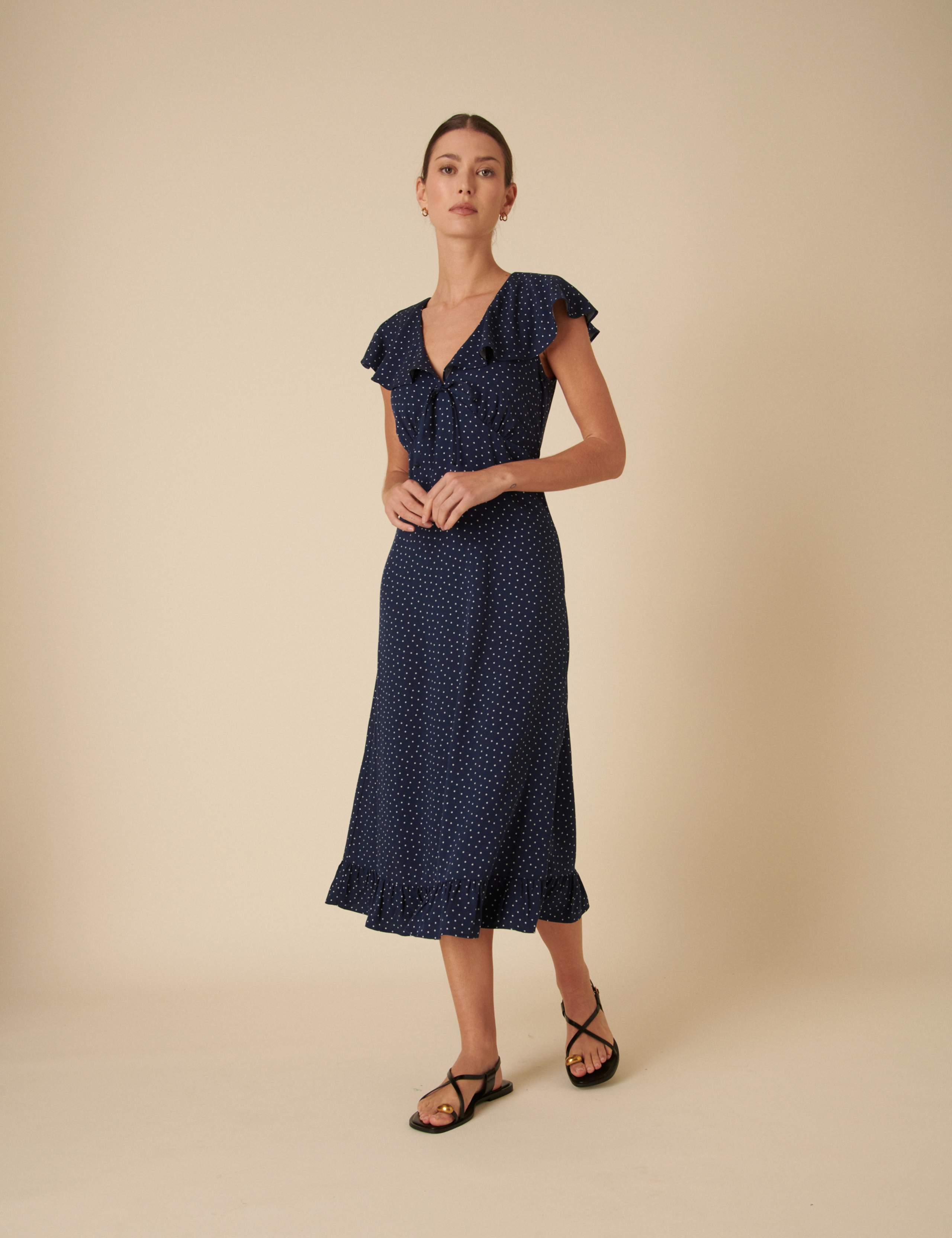 Polka Dot V-Neck Midi Tea Dress 5 of 5