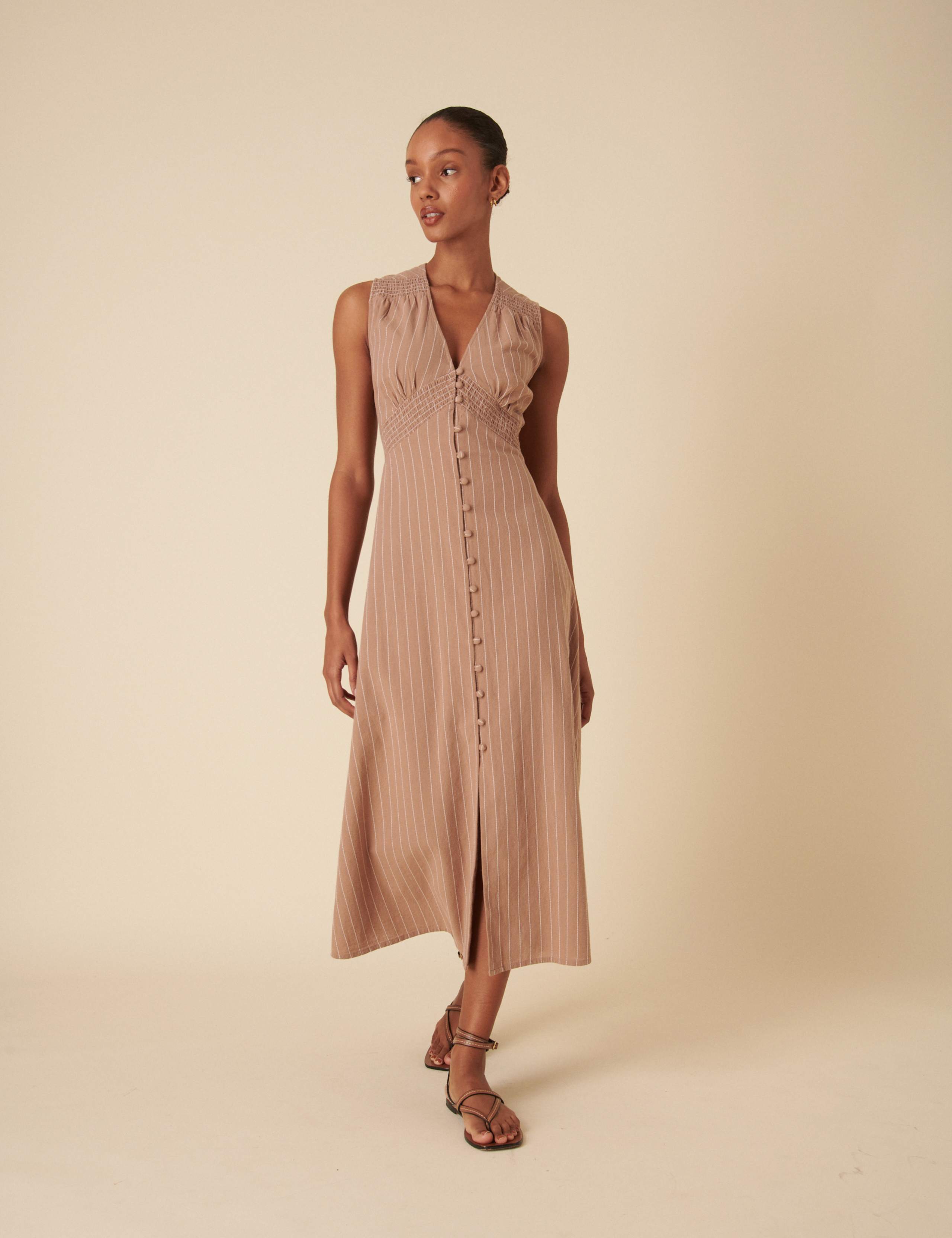 Pure Cotton V-Neck Midaxi Tea Dress 2 of 4