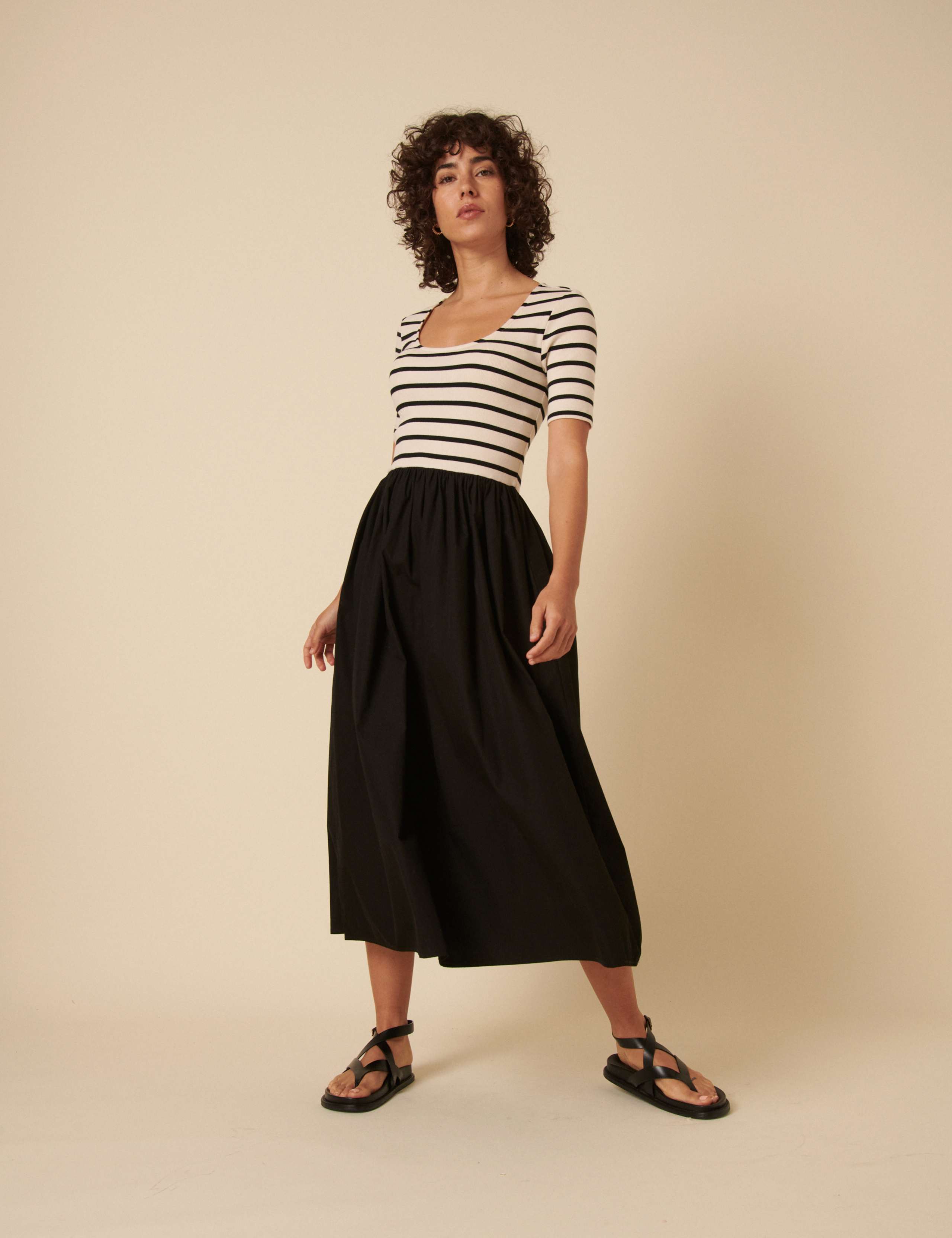 Cotton Rich Striped Midaxi T-Shirt Dress 2 of 5