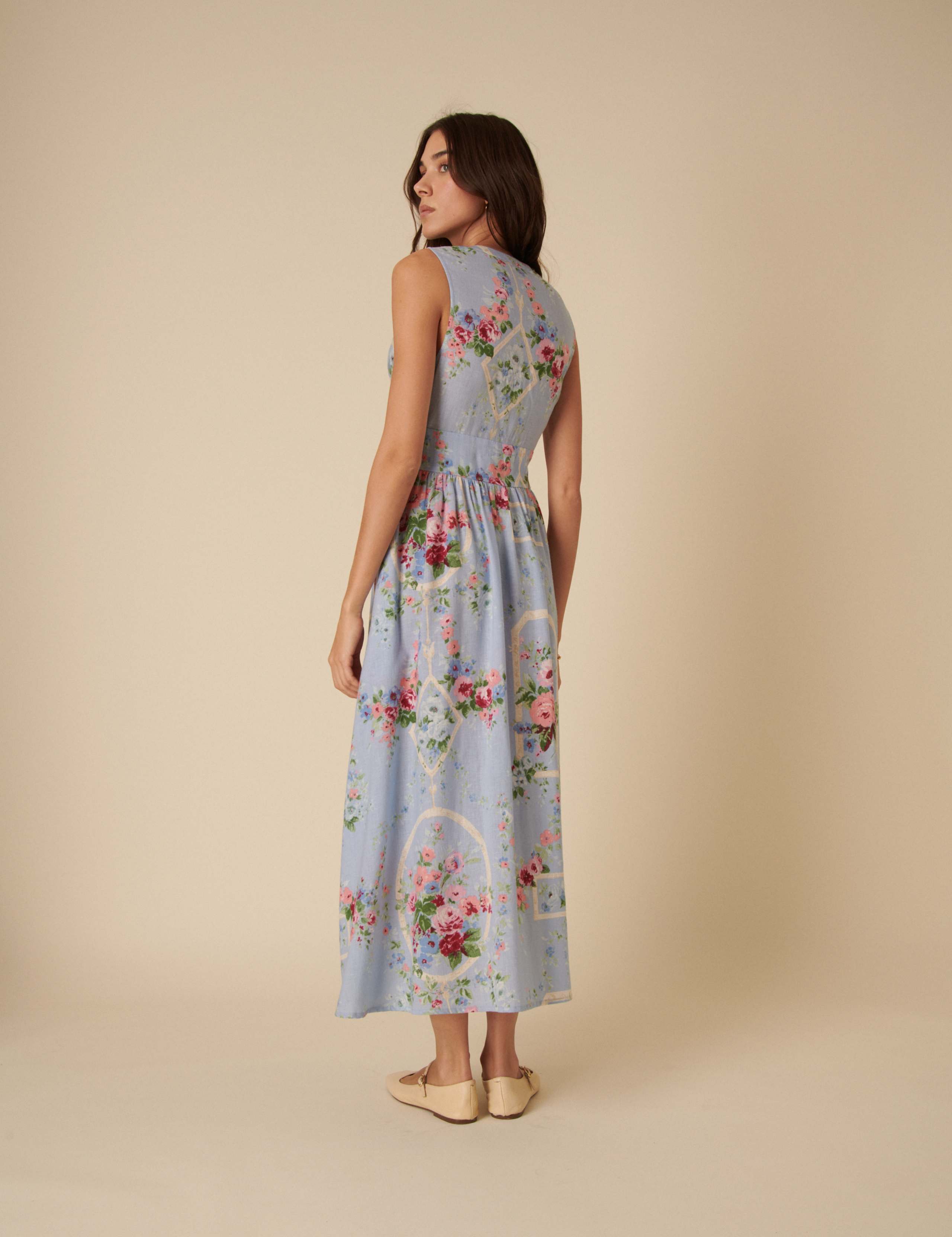 Lyocell Rich Floral Midaxi Waisted Dress 3 of 4