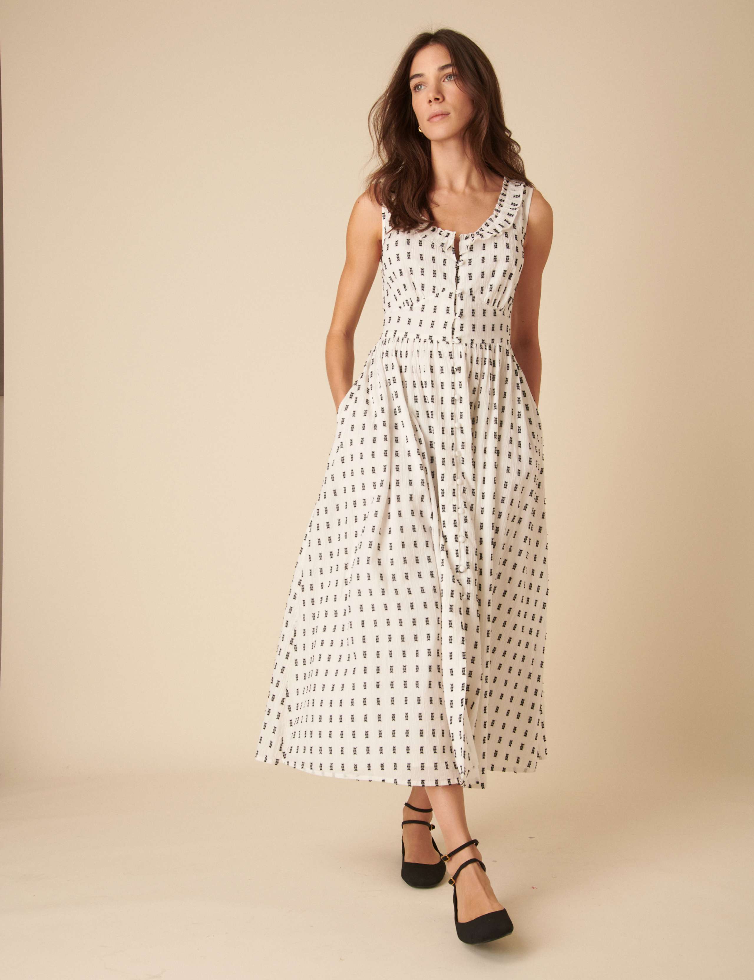 Pure Cotton Printed Scoop Neck Waisted Dress 2 of 6
