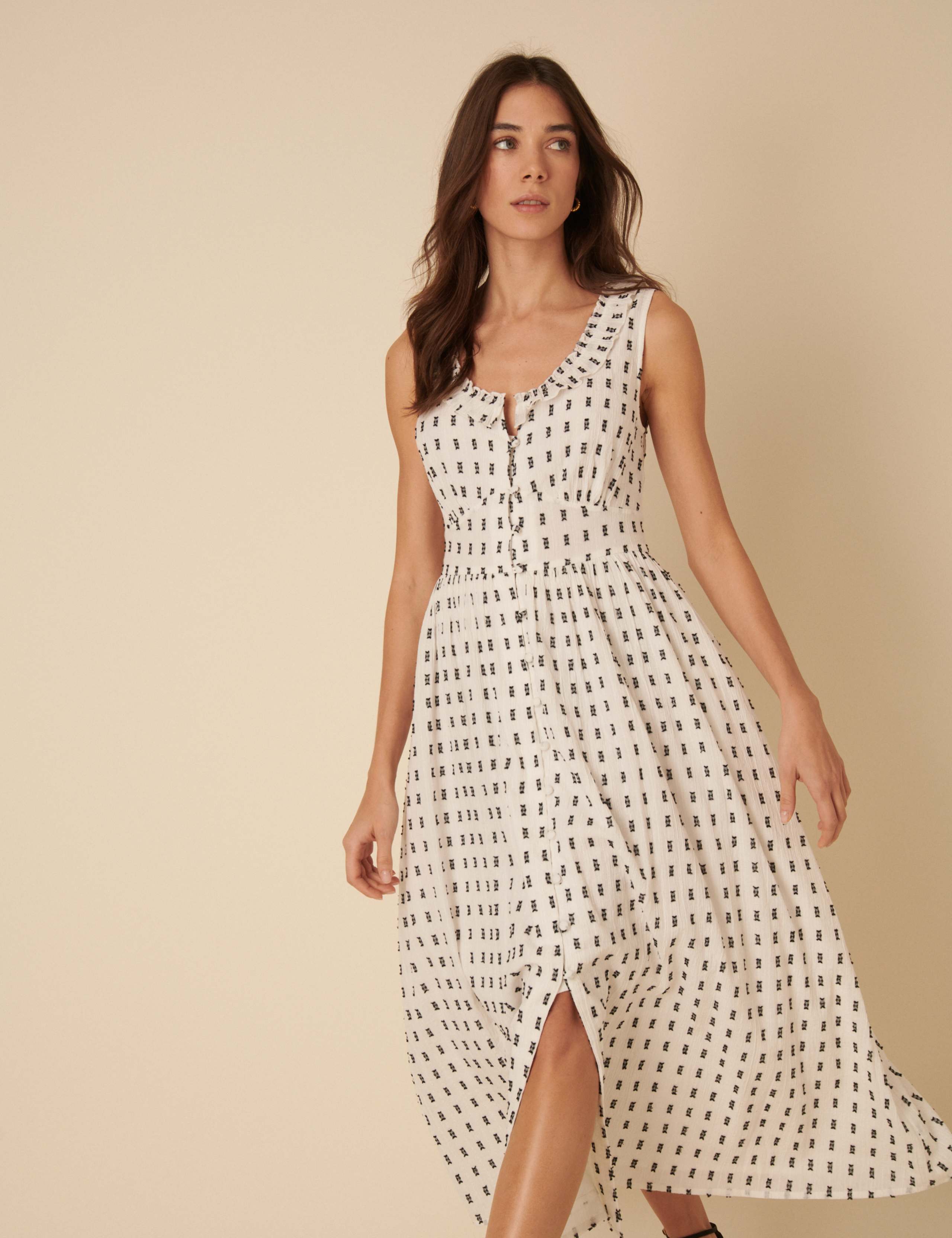 Pure Cotton Printed Scoop Neck Waisted Dress 6 of 6