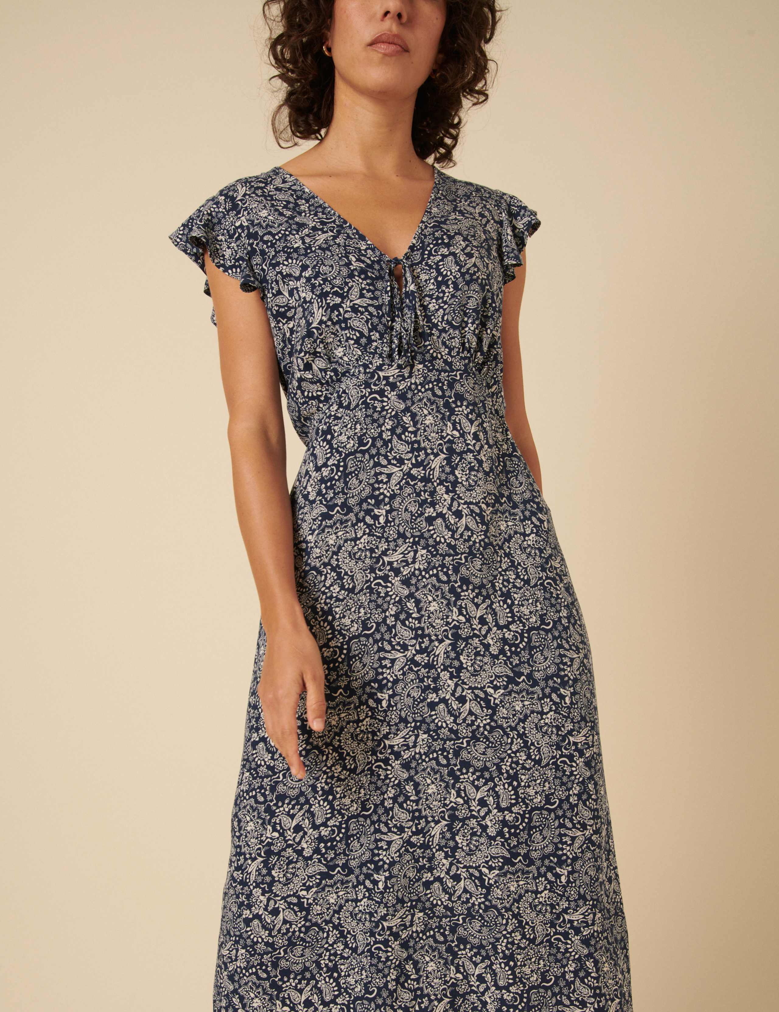 Paisley V-Neck Frill Sleeve Midaxi Tea Dress 5 of 5