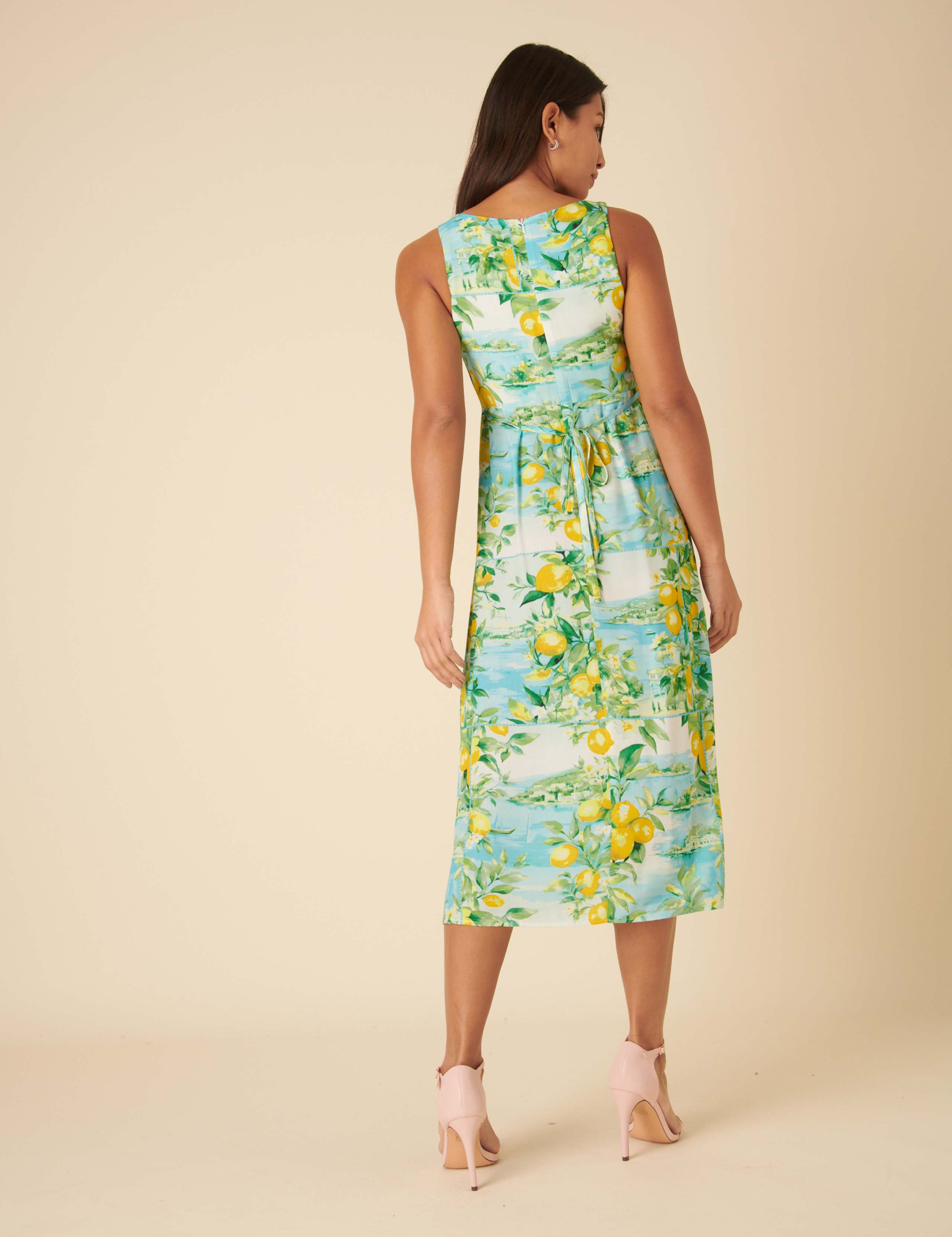 Printed Scoop Neck Midi Slip Dress 3 of 5