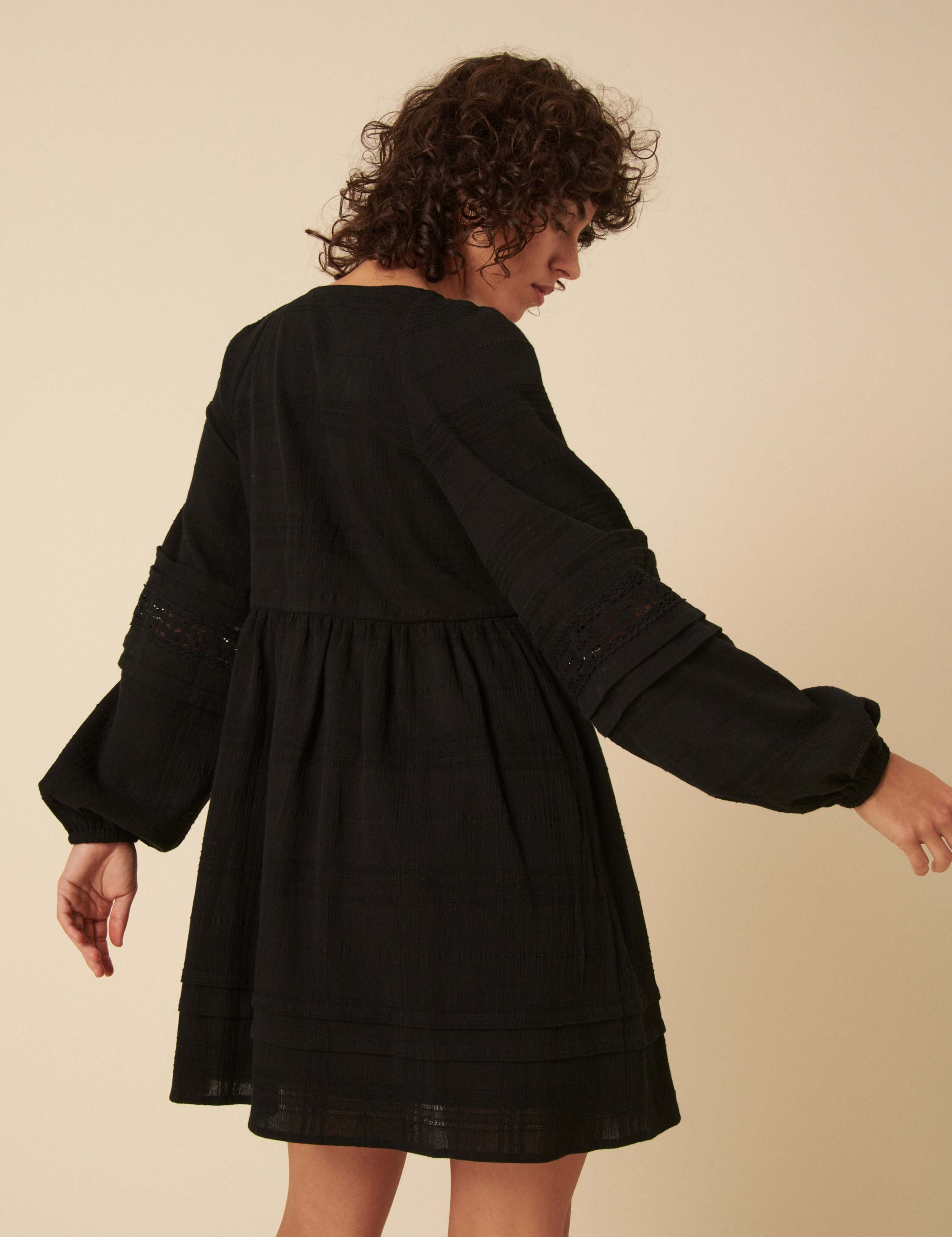 Pure Cotton V-Neck Button Front Mini Smock Dress 3 of 4
