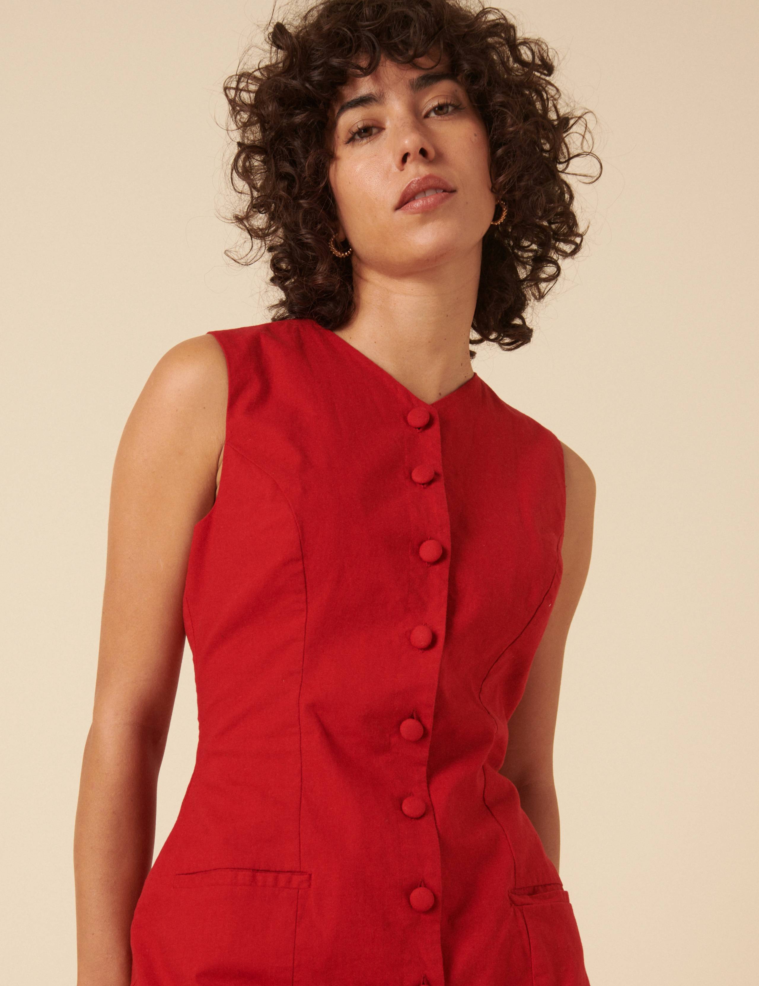 Cotton Rich V-Neck Mini Tailored Dress 4 of 5