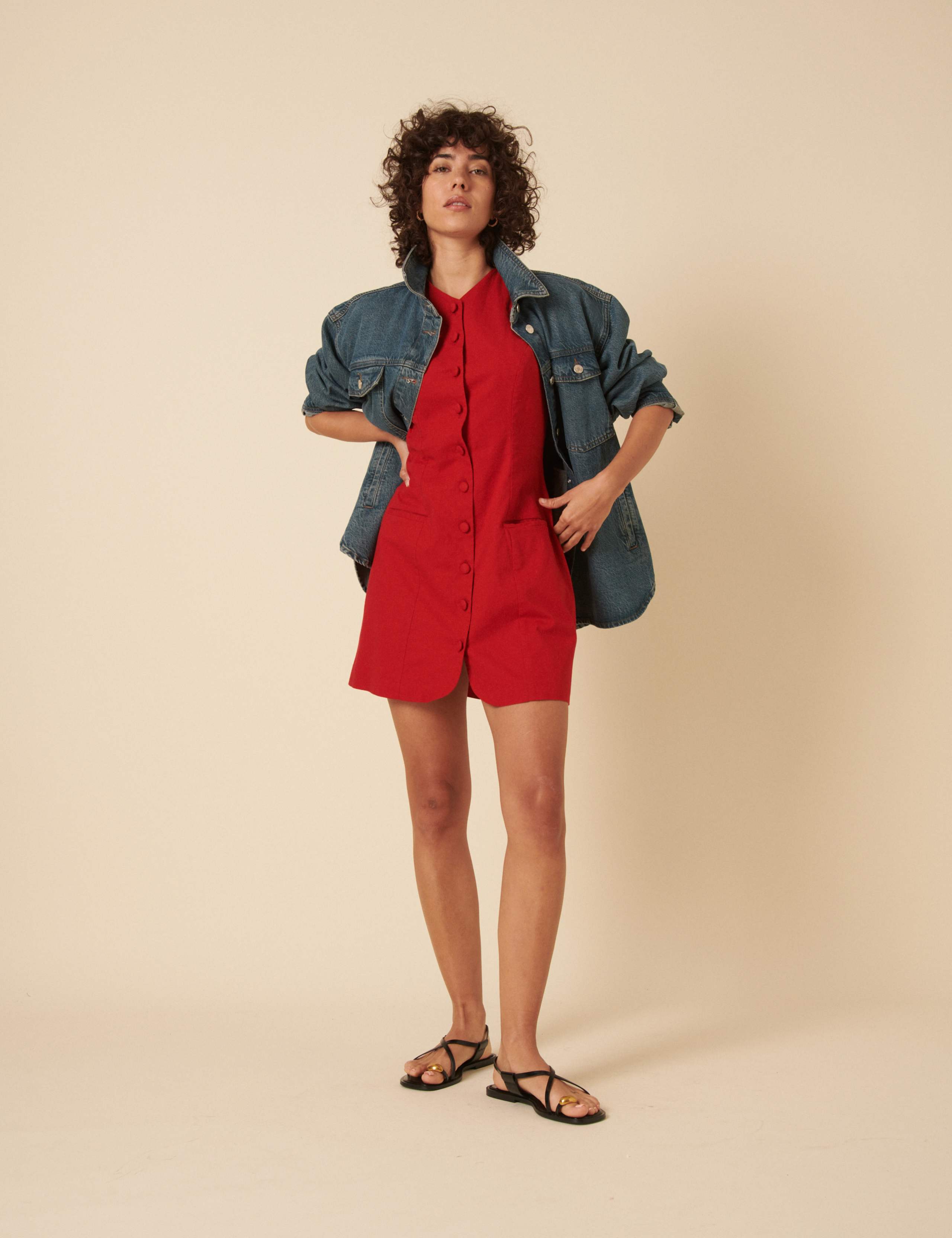 Cotton Rich V-Neck Mini Tailored Dress 5 of 5