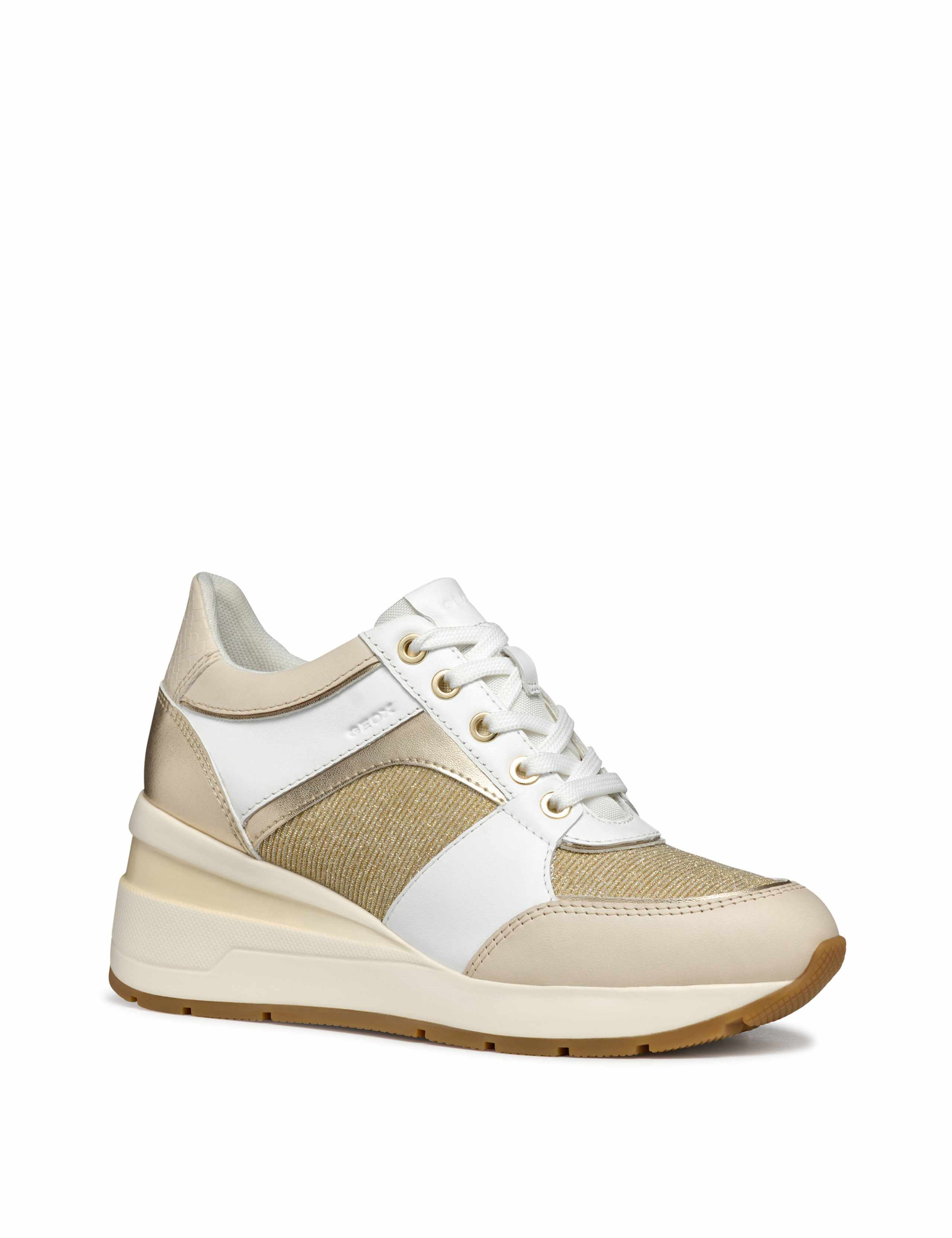 Leather Colour Block Wedge Trainers 3 of 10