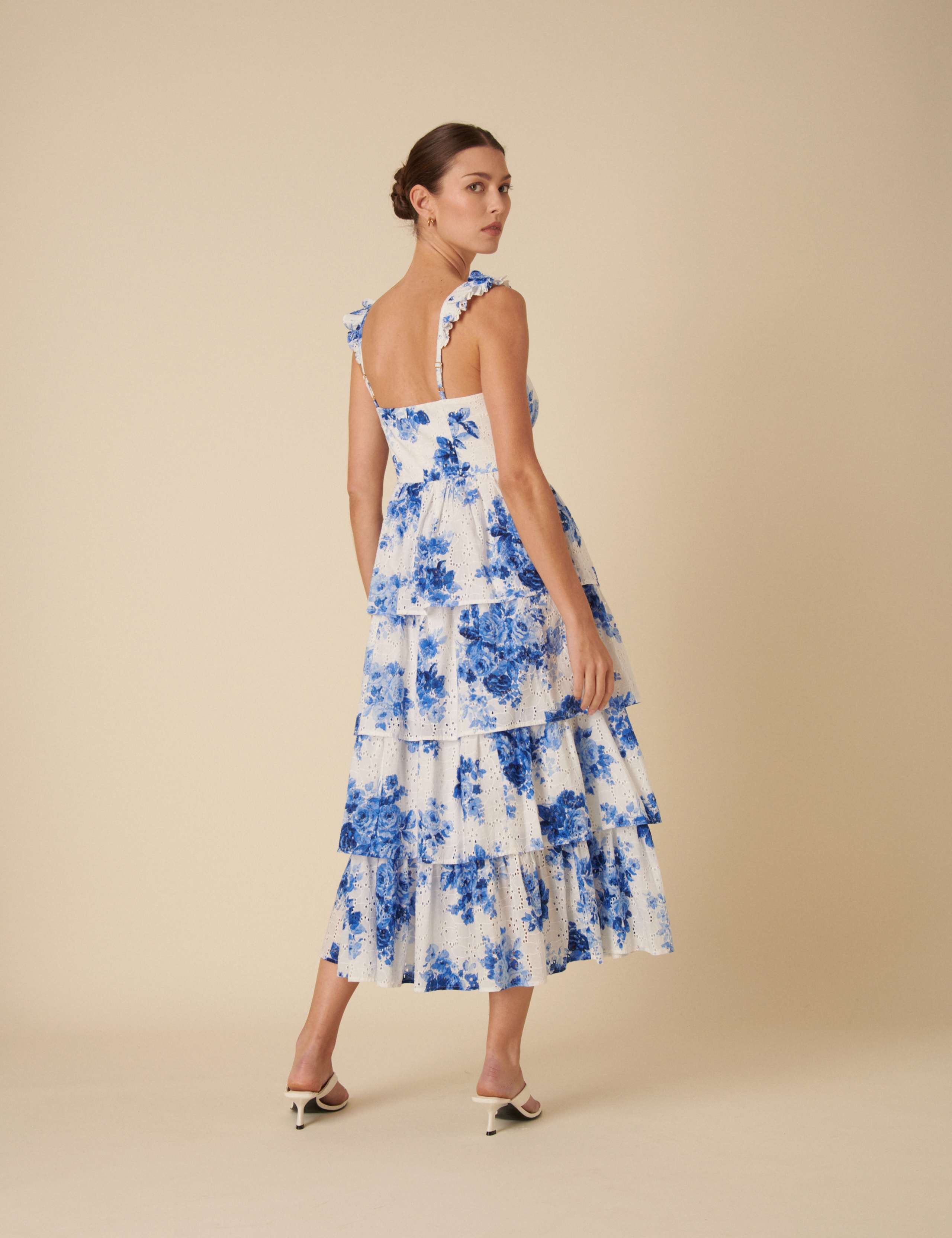 Pure Cotton Floral Midi Tiered Dress 3 of 5
