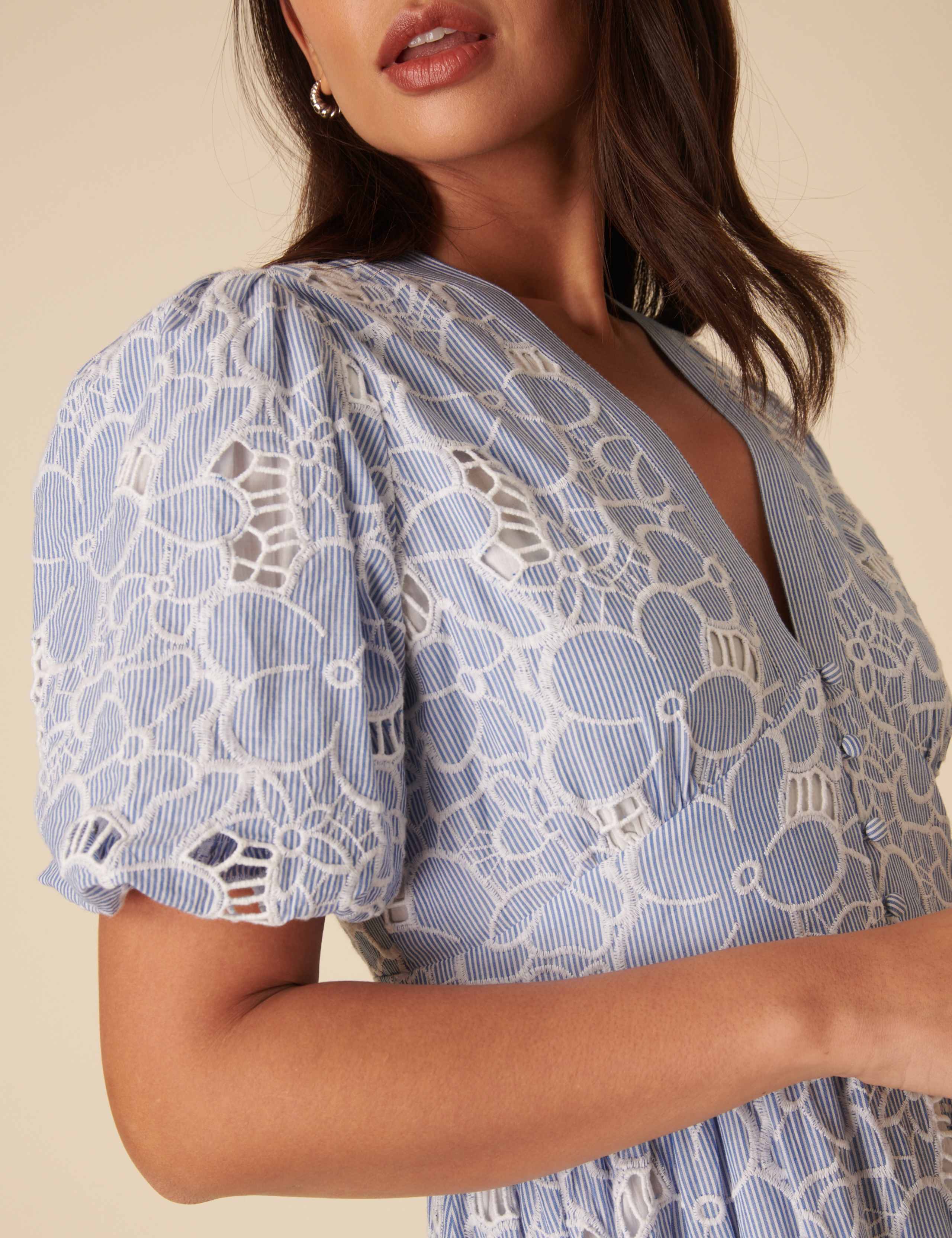 Pure Cotton Broderie Midaxi Dress 4 of 5