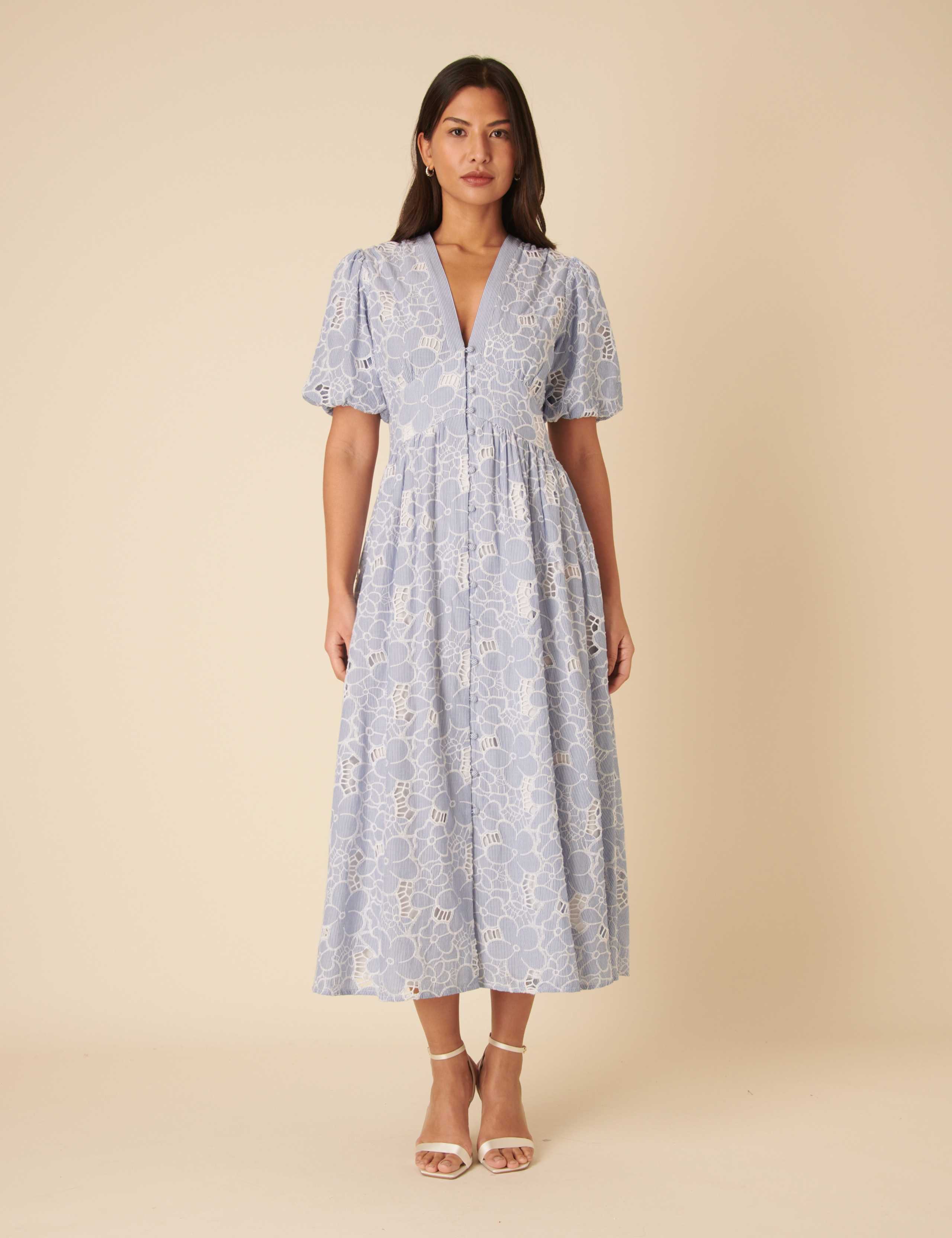 Pure Cotton Broderie Midaxi Dress 5 of 5