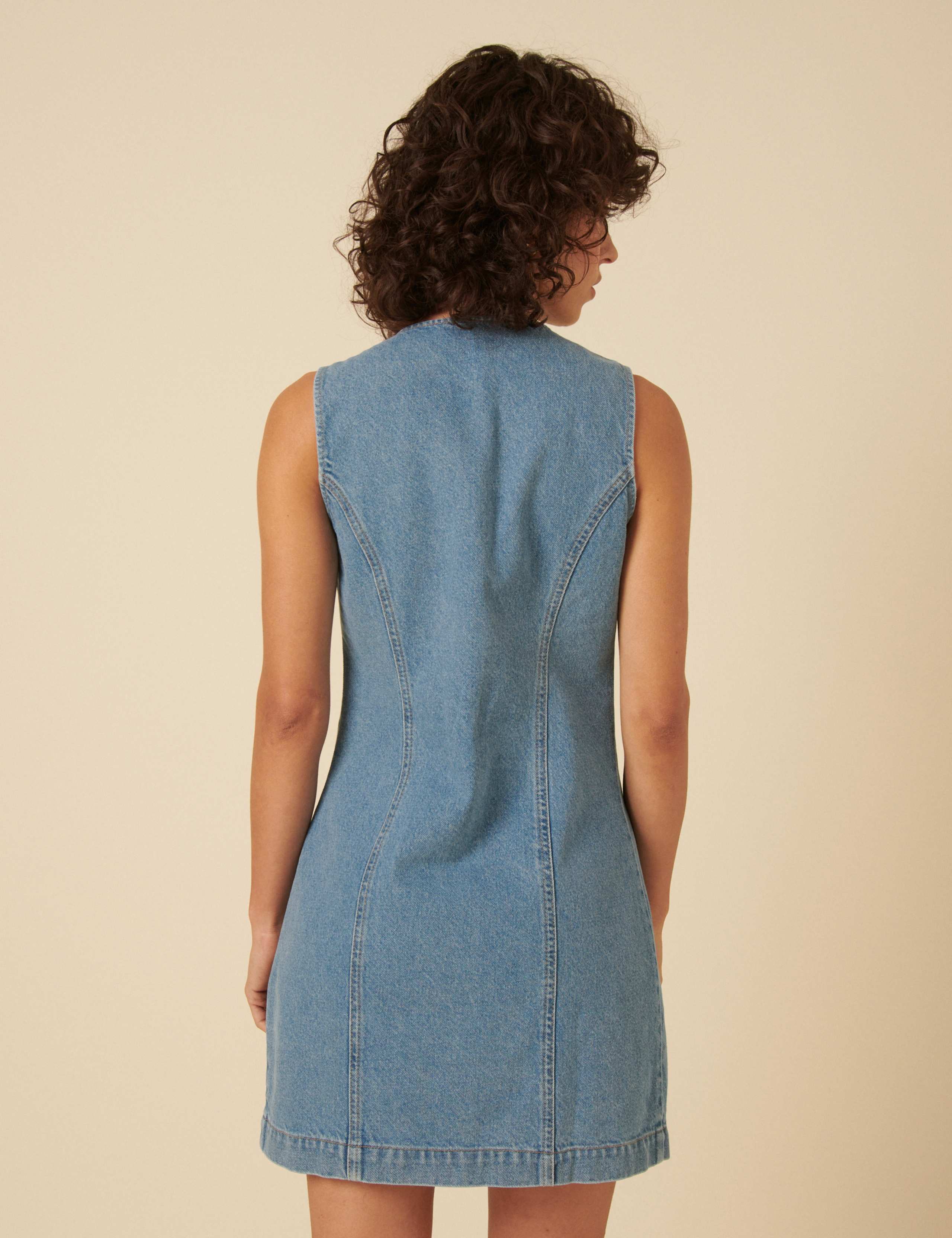 Pure Cotton Denim Tailored Mini Dress 4 of 6