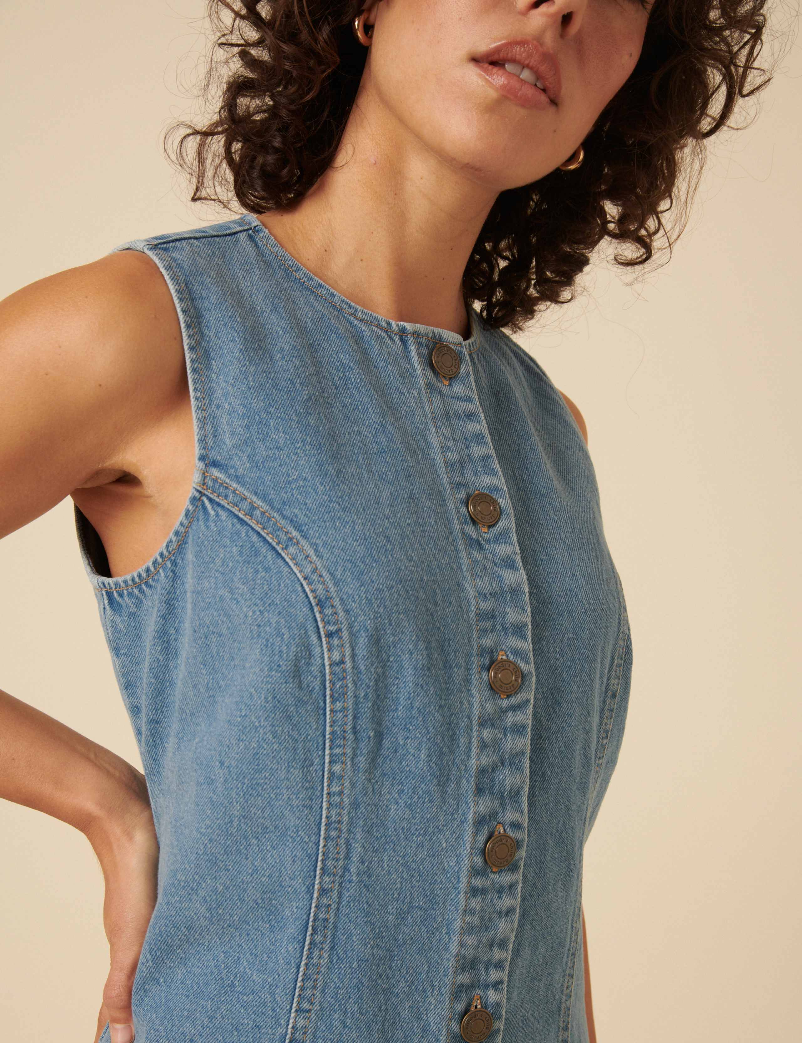 Pure Cotton Denim Tailored Mini Dress 5 of 6