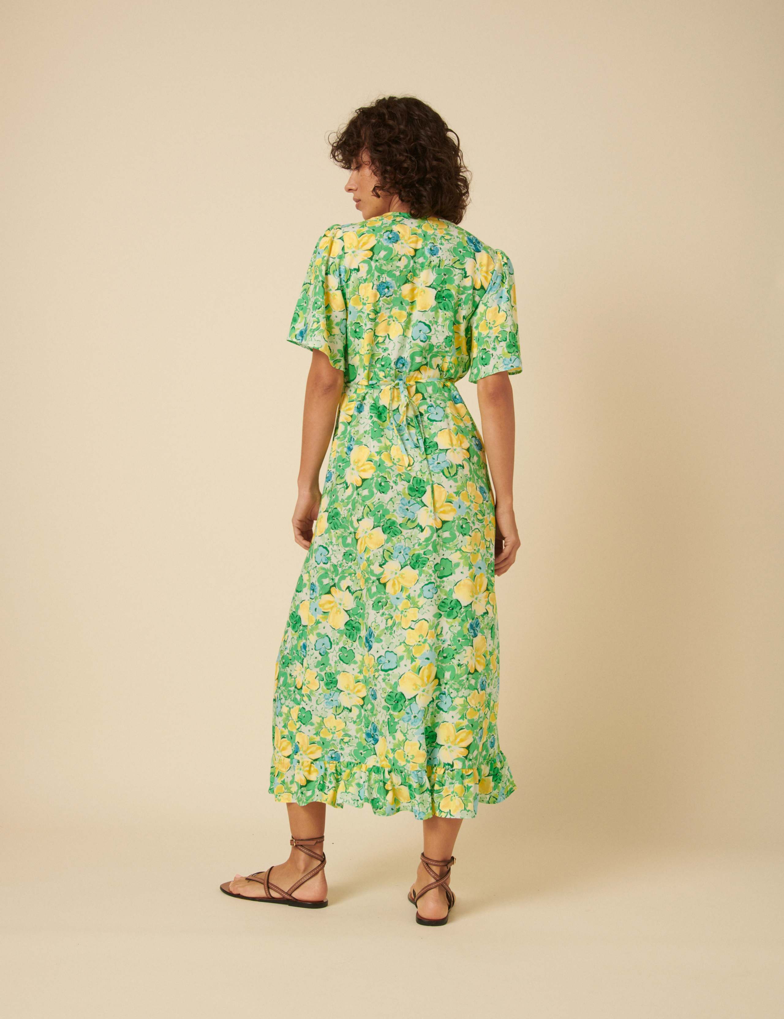 Floral Tie Neck Midaxi Tea Dress 3 of 5
