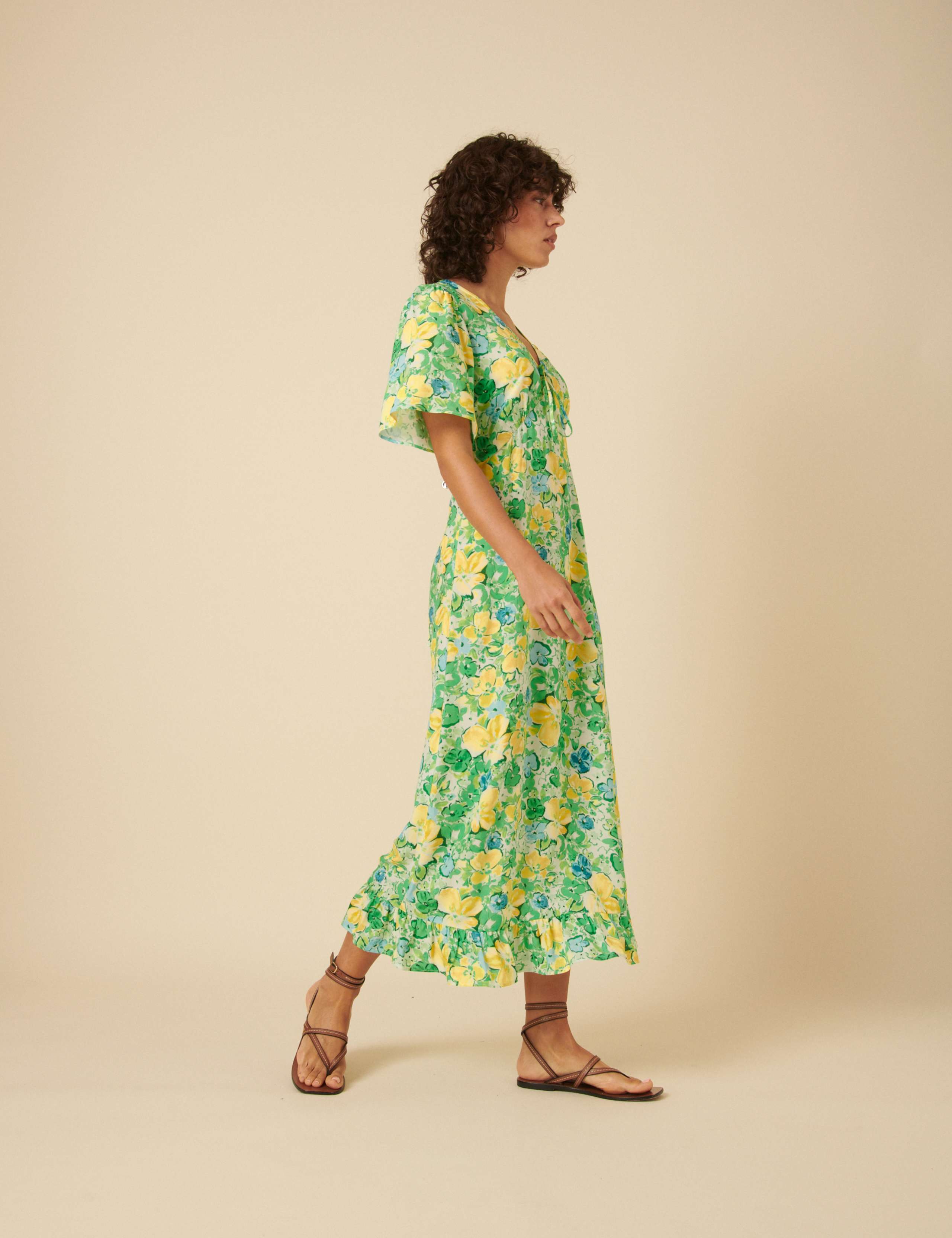 Floral Tie Neck Midaxi Tea Dress 5 of 5