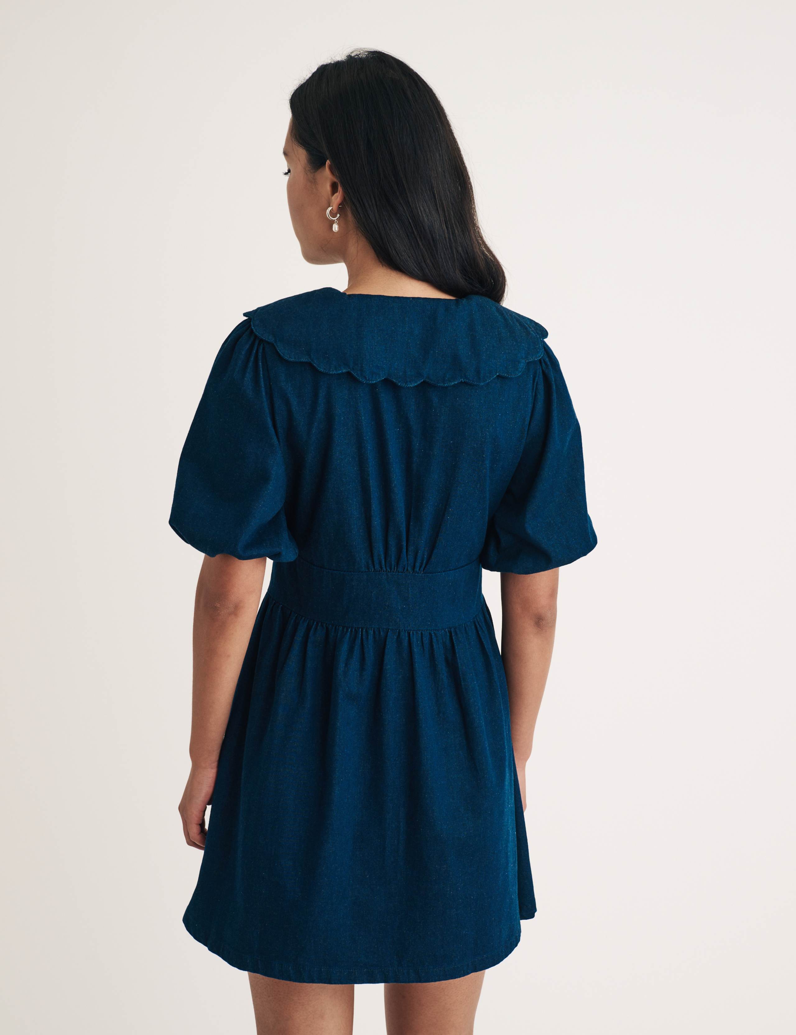 Denim Peter Pan Collar Mini Dress 3 of 4
