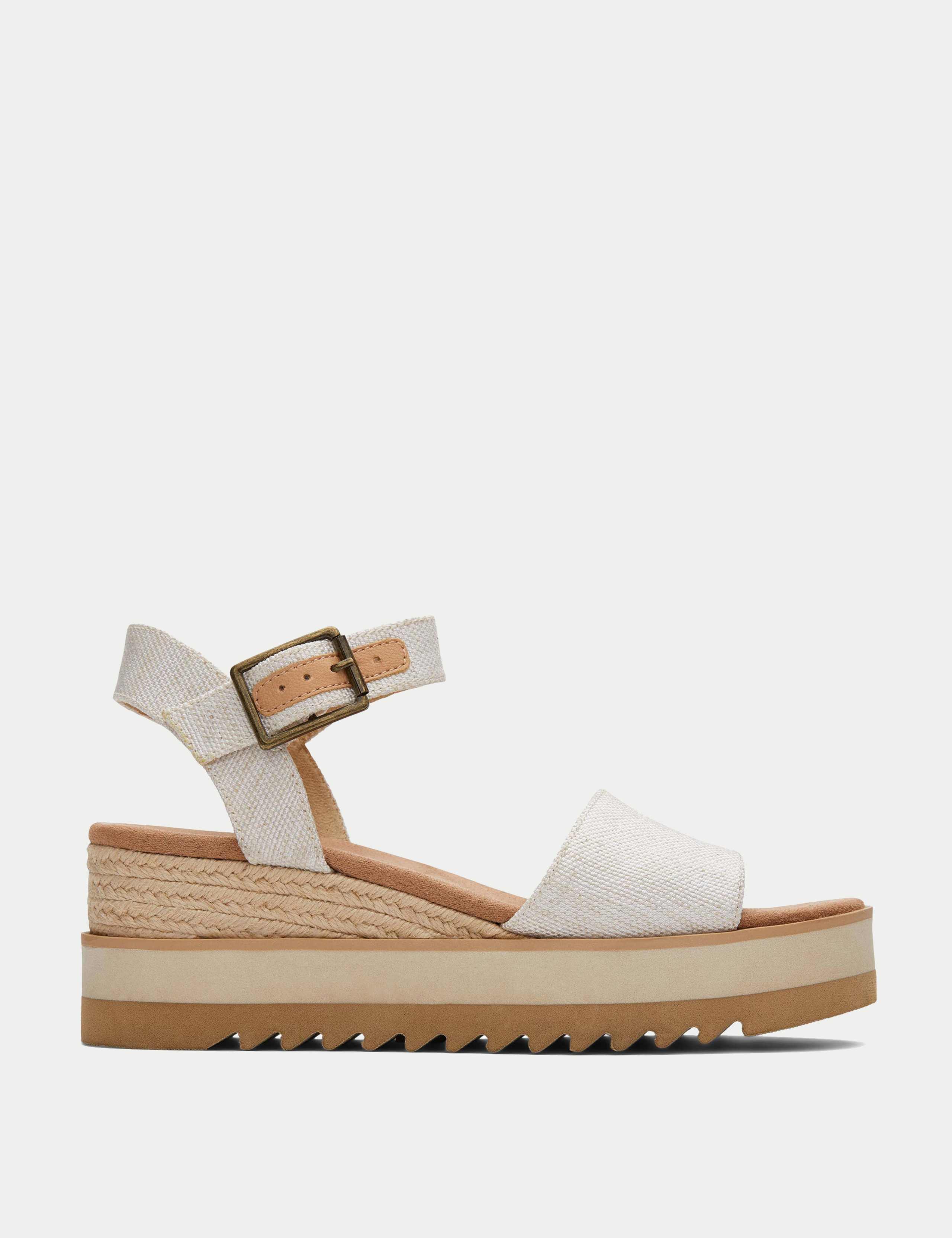 Canvas Buckle Ankle Strap Wedge Sandals 1 of 9
