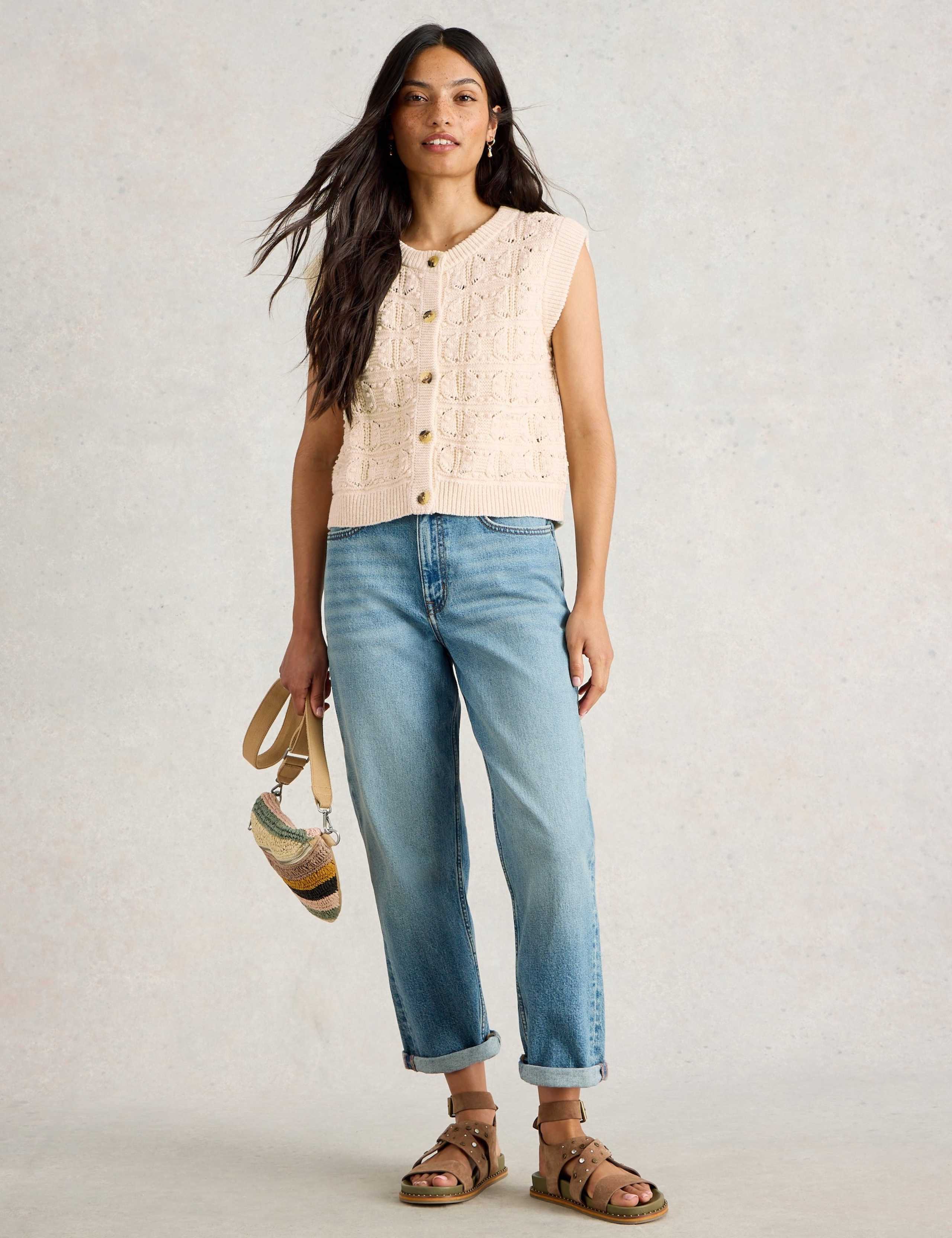 Pure Cotton Openstitch Button Through cami top 3 of 6