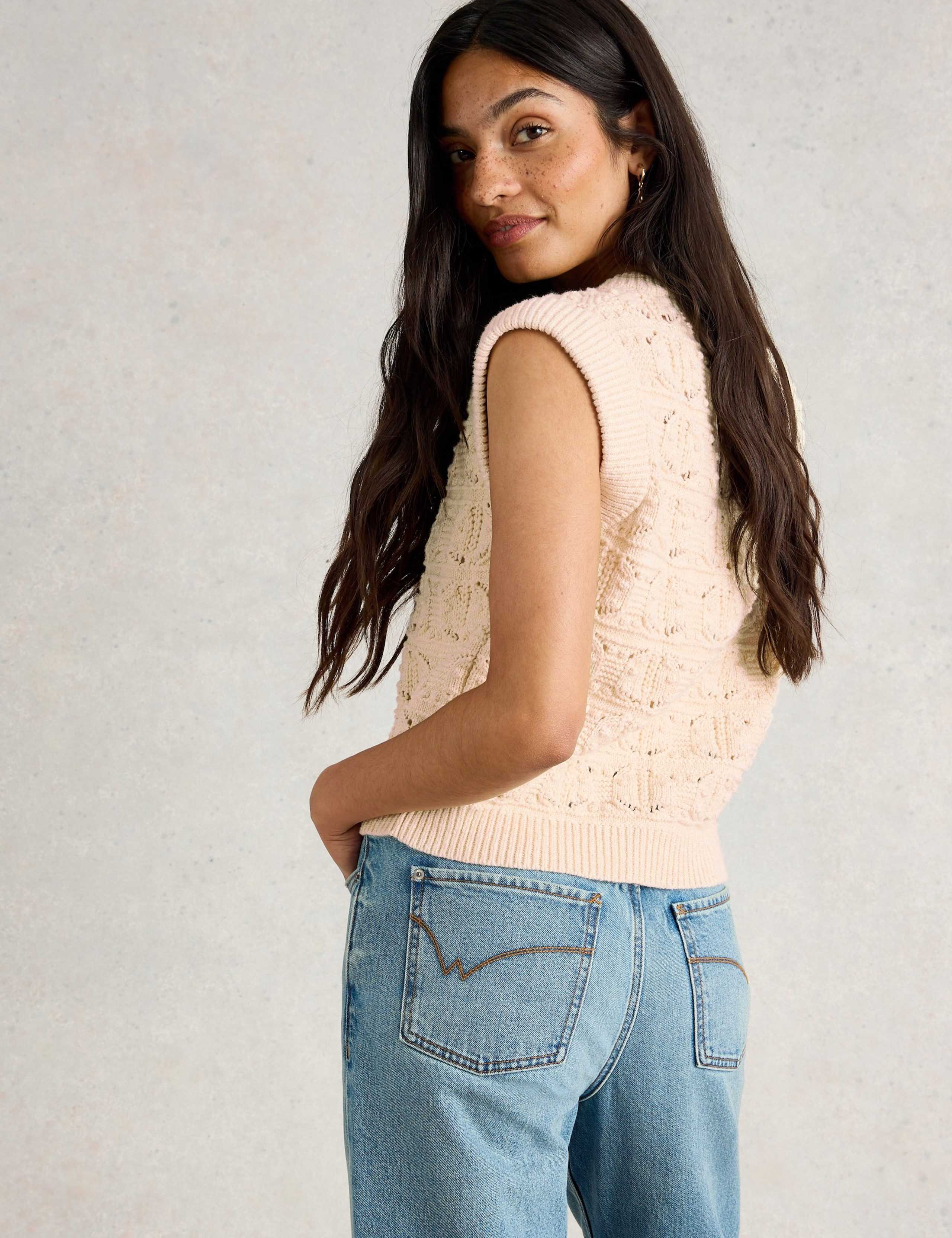 Pure Cotton Openstitch Button Through Tank Top 4 of 6