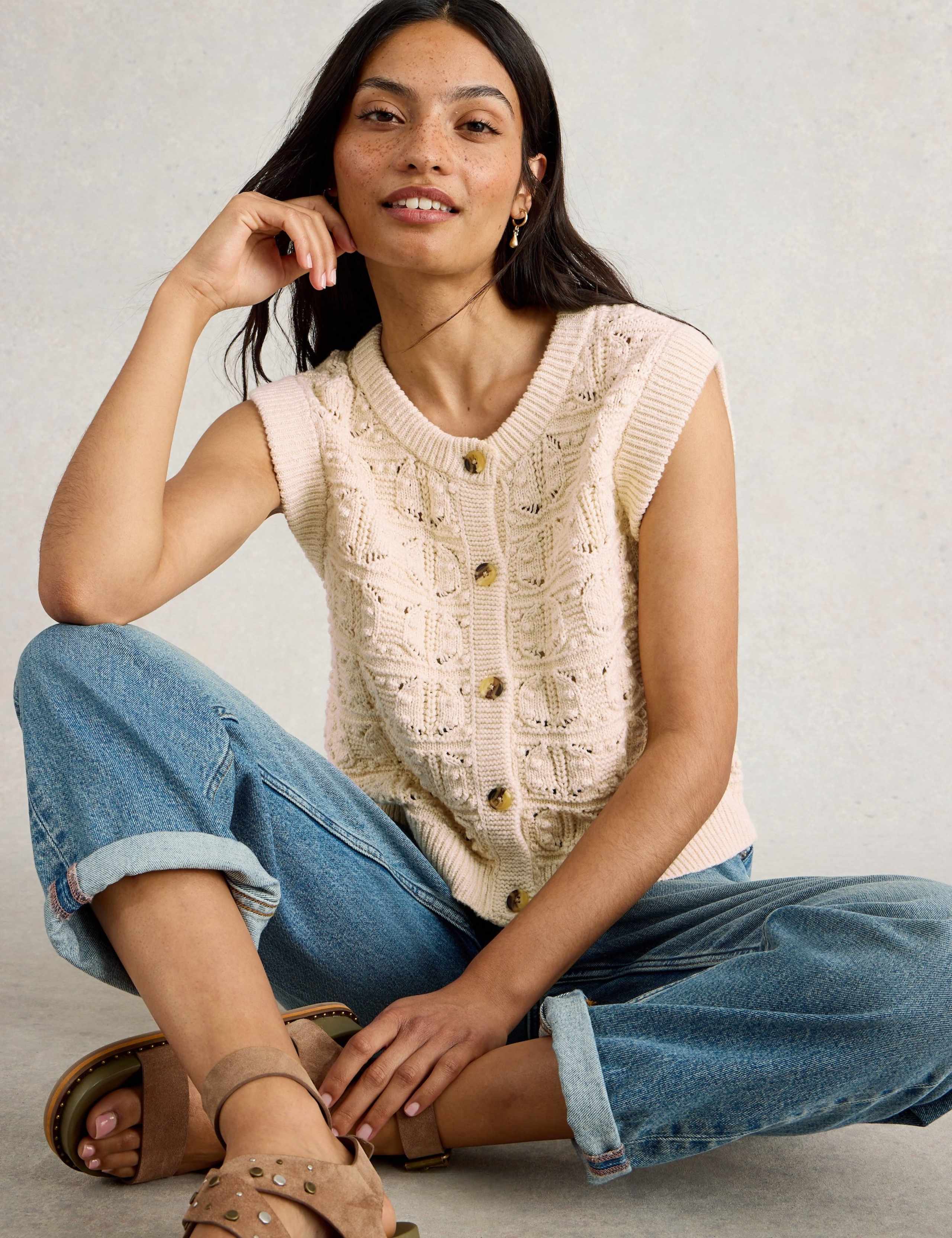 Pure Cotton Openstitch Button Through Tank Top 5 of 6