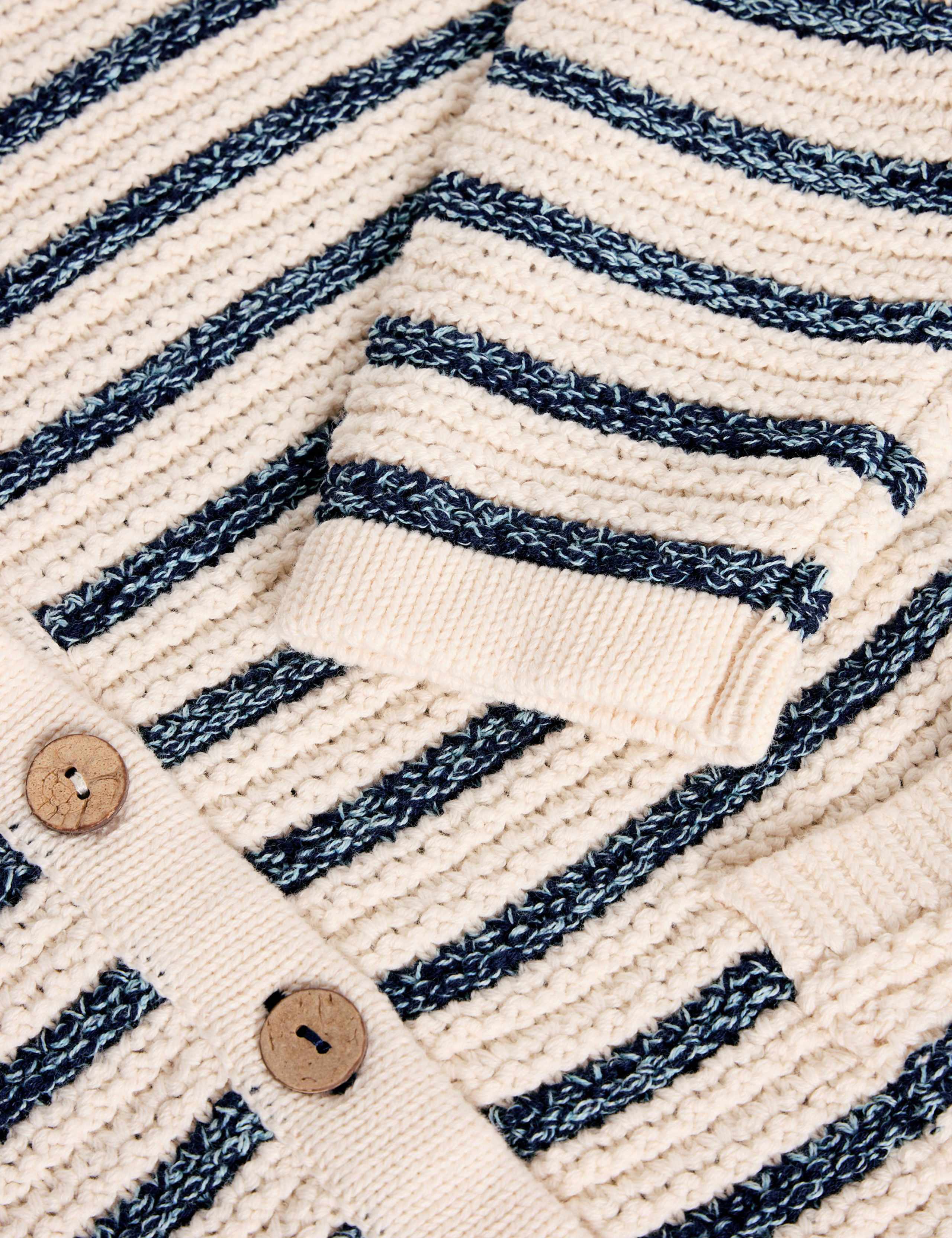Pure Cotton Striped Crew Neck Cardigan 6 of 6