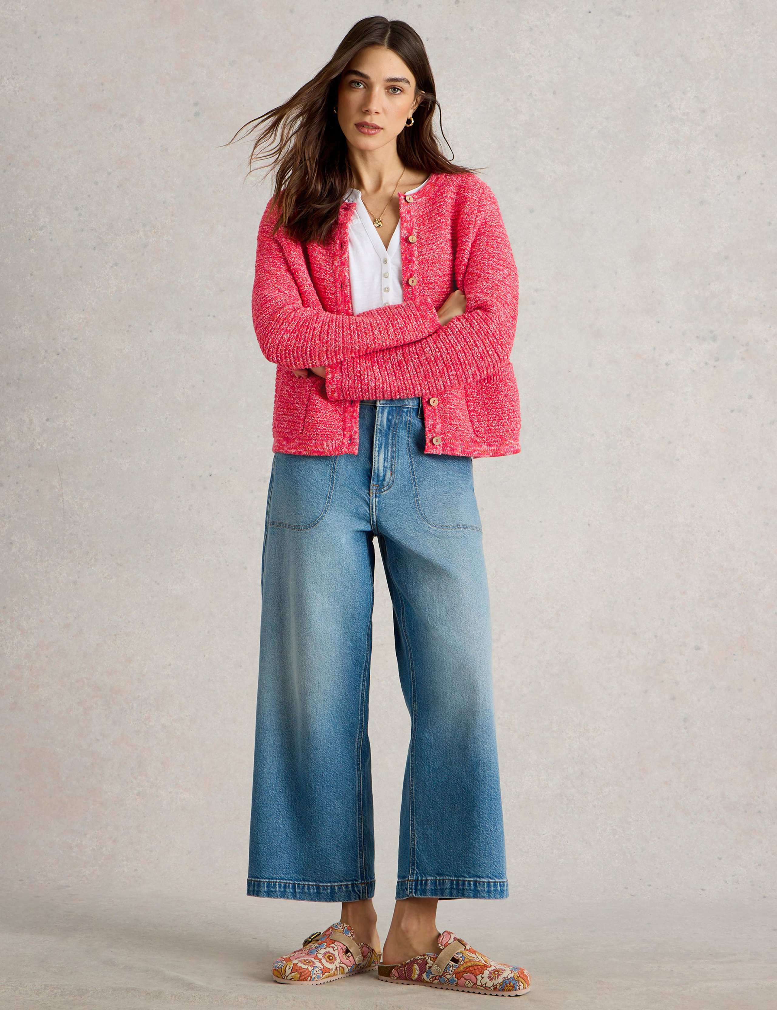 Pure Cotton Textured Crew Neck Cardigan 2 of 4
