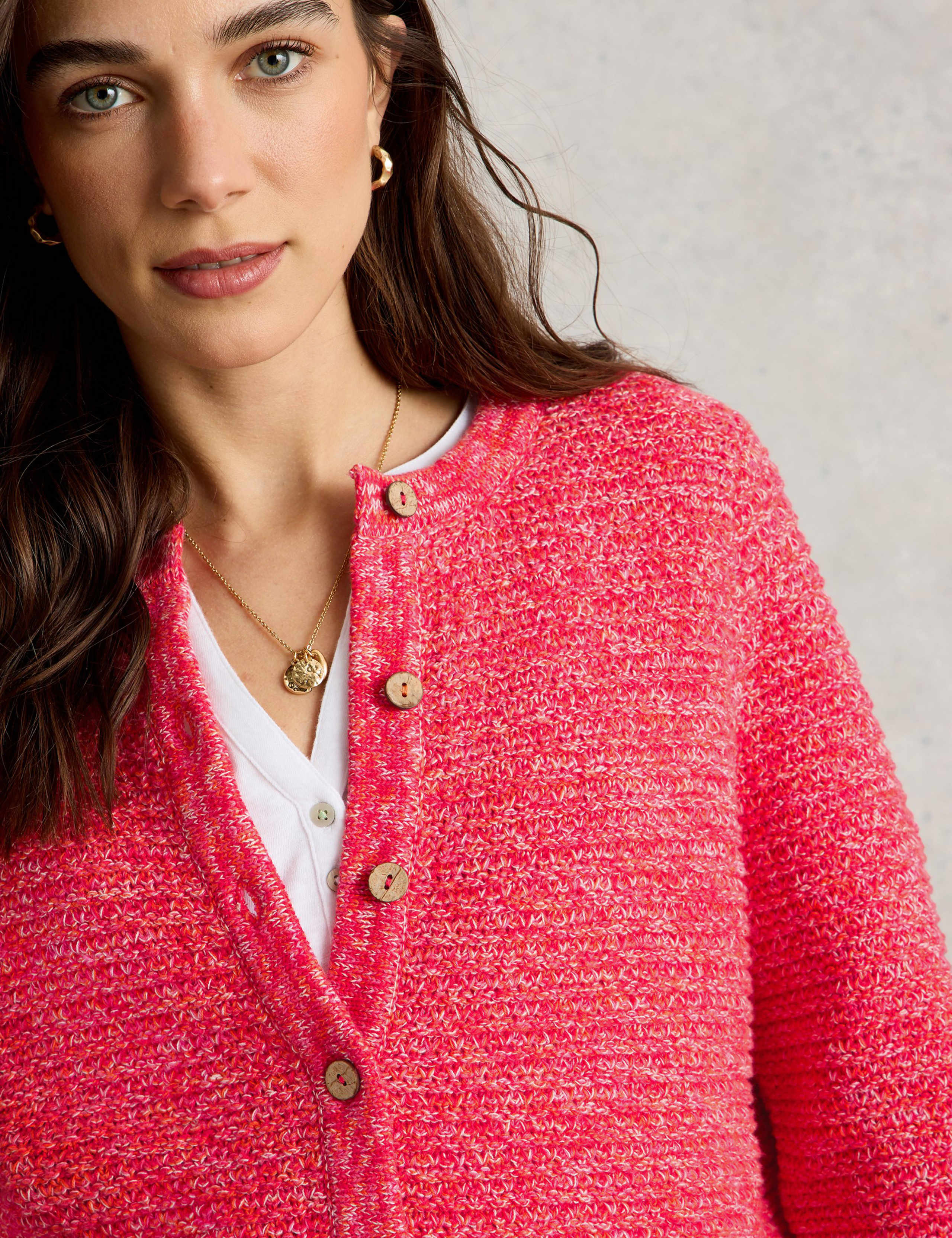 Pure Cotton Textured Crew Neck Cardigan 4 of 4