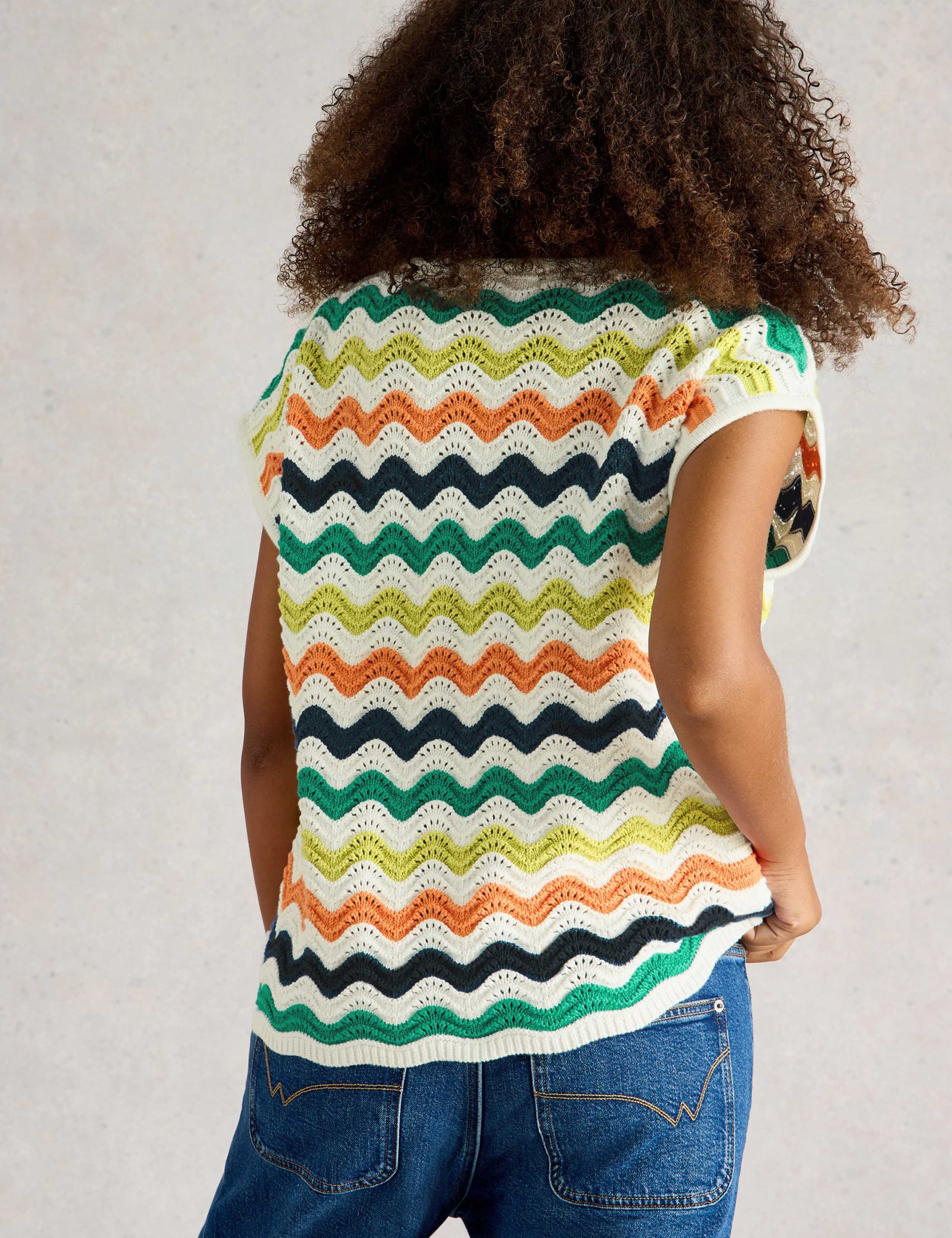 Pure Cotton Colour Block Crew Neck Jumper 3 of 4