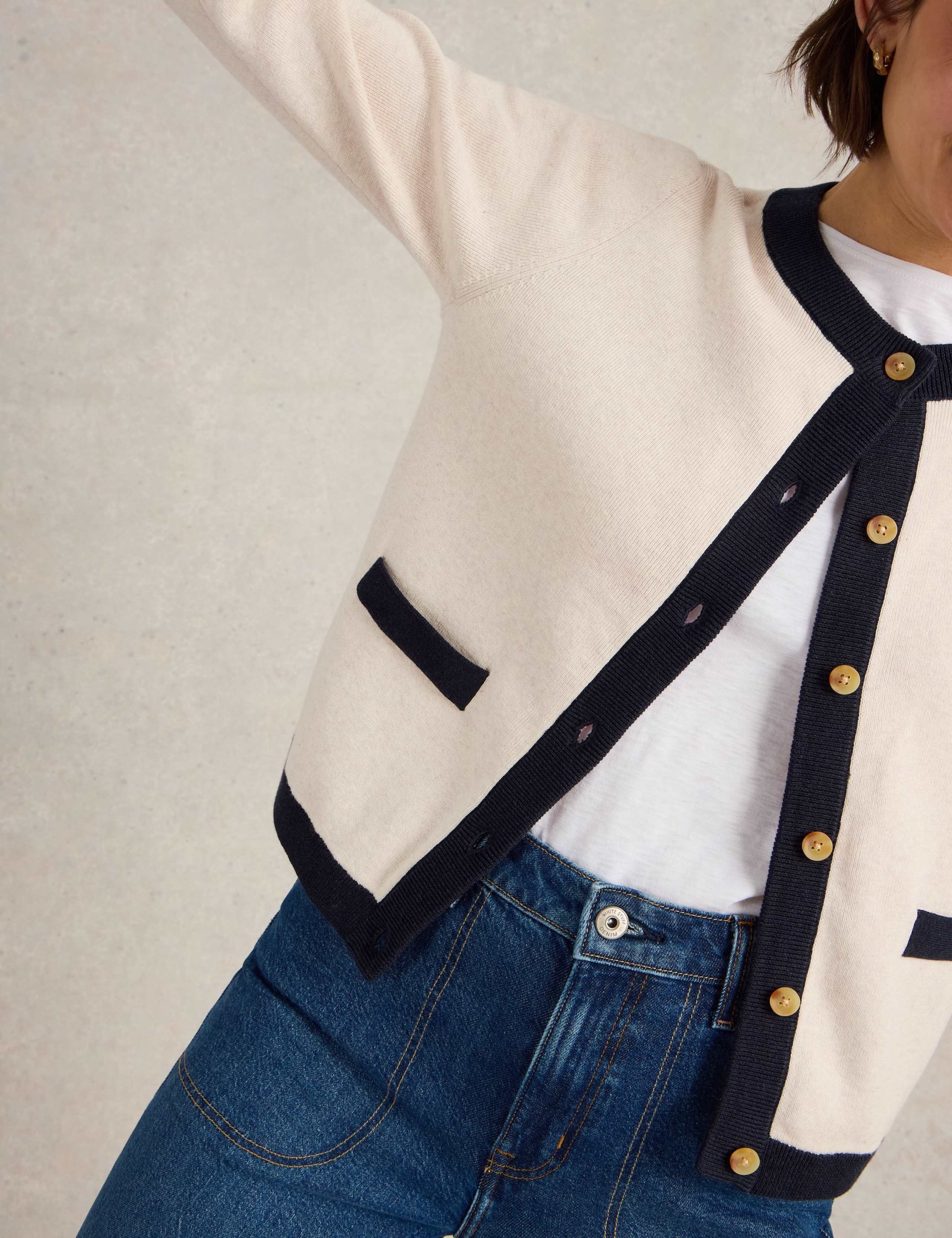 Pure Cotton Crew Neck Button Front Cardigan 4 of 6