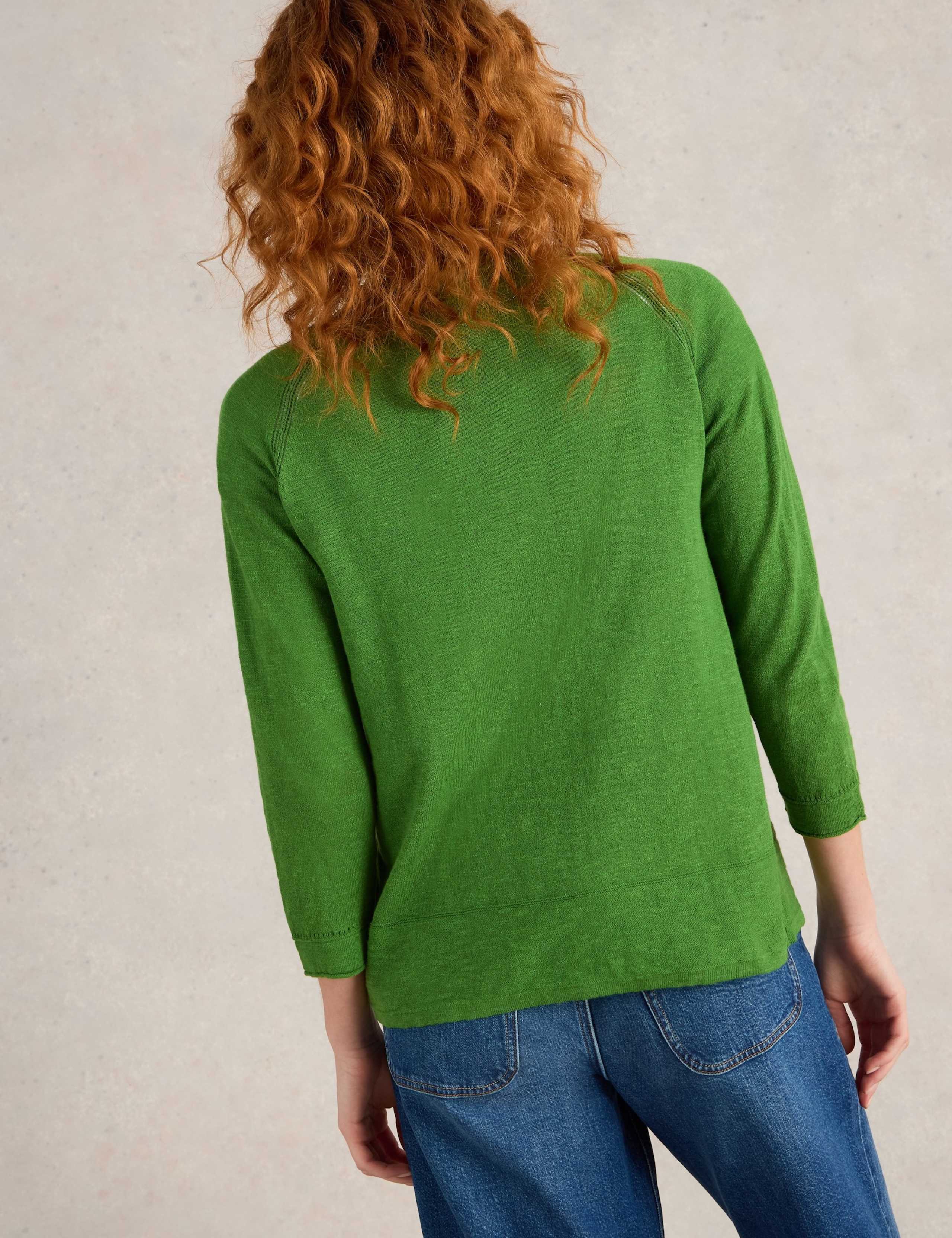 Cotton Rich V-Neck Cardigan with Linen 4 of 6