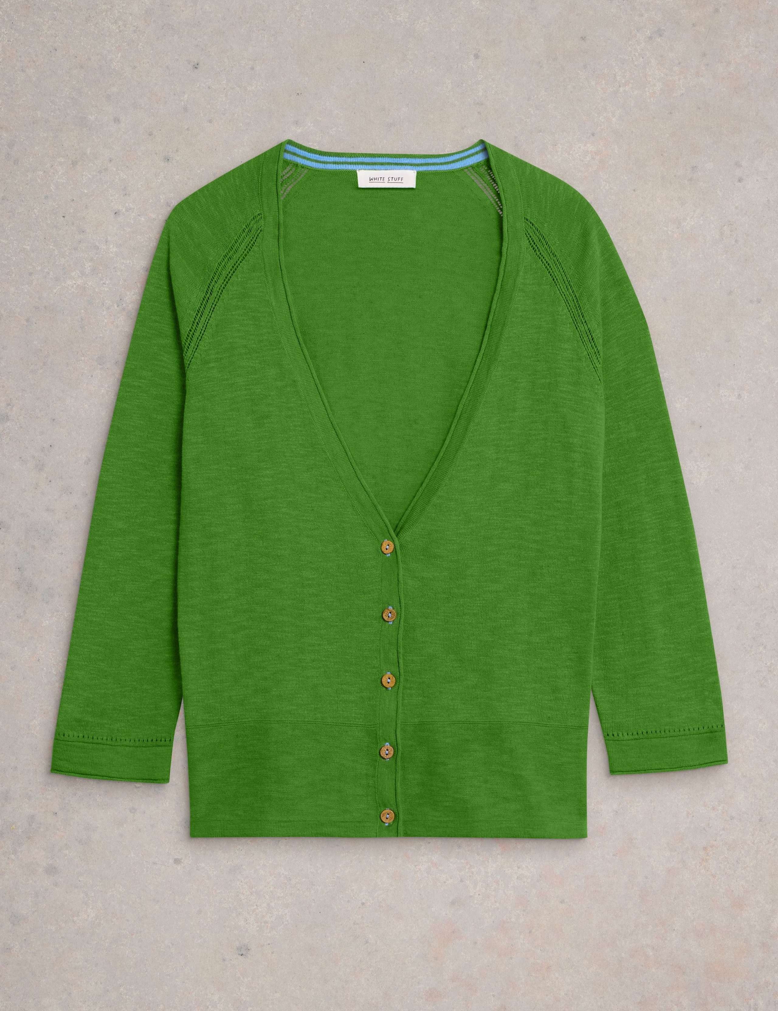 Cotton Rich V-Neck Cardigan with Linen 2 of 6