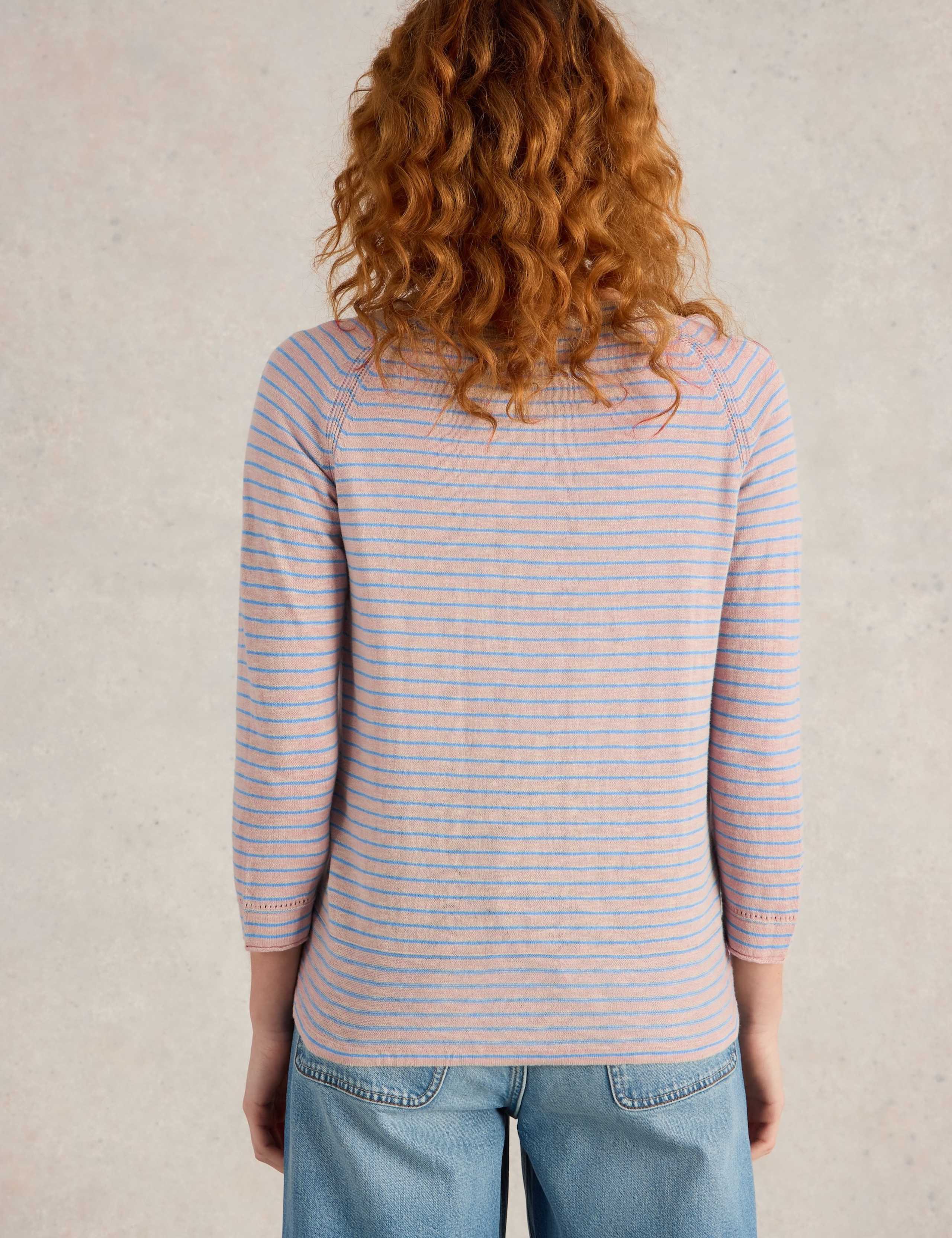 Cotton Rich Striped V-neck Cardigan 4 of 6