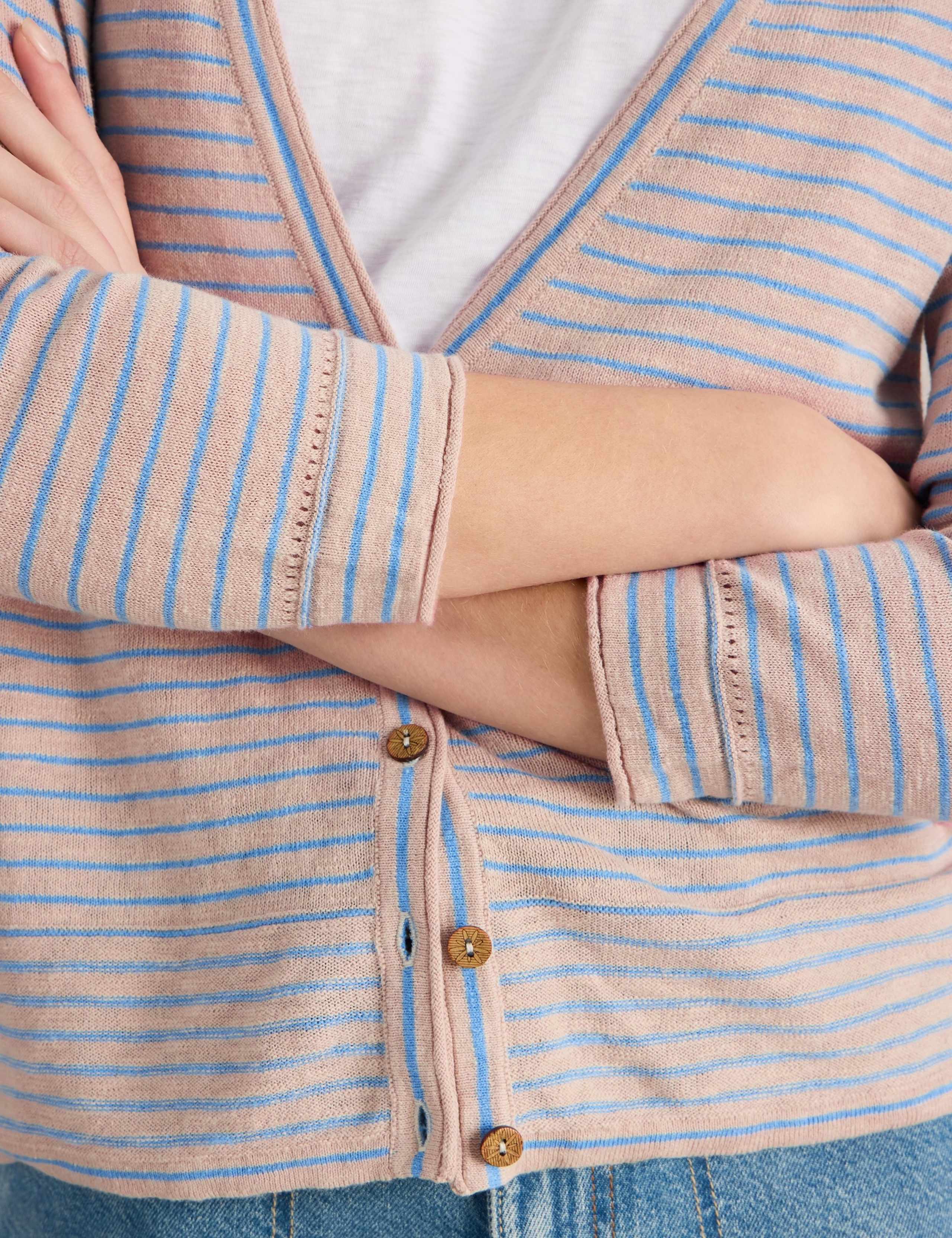 Cotton Rich Striped V-neck Cardigan 5 of 6