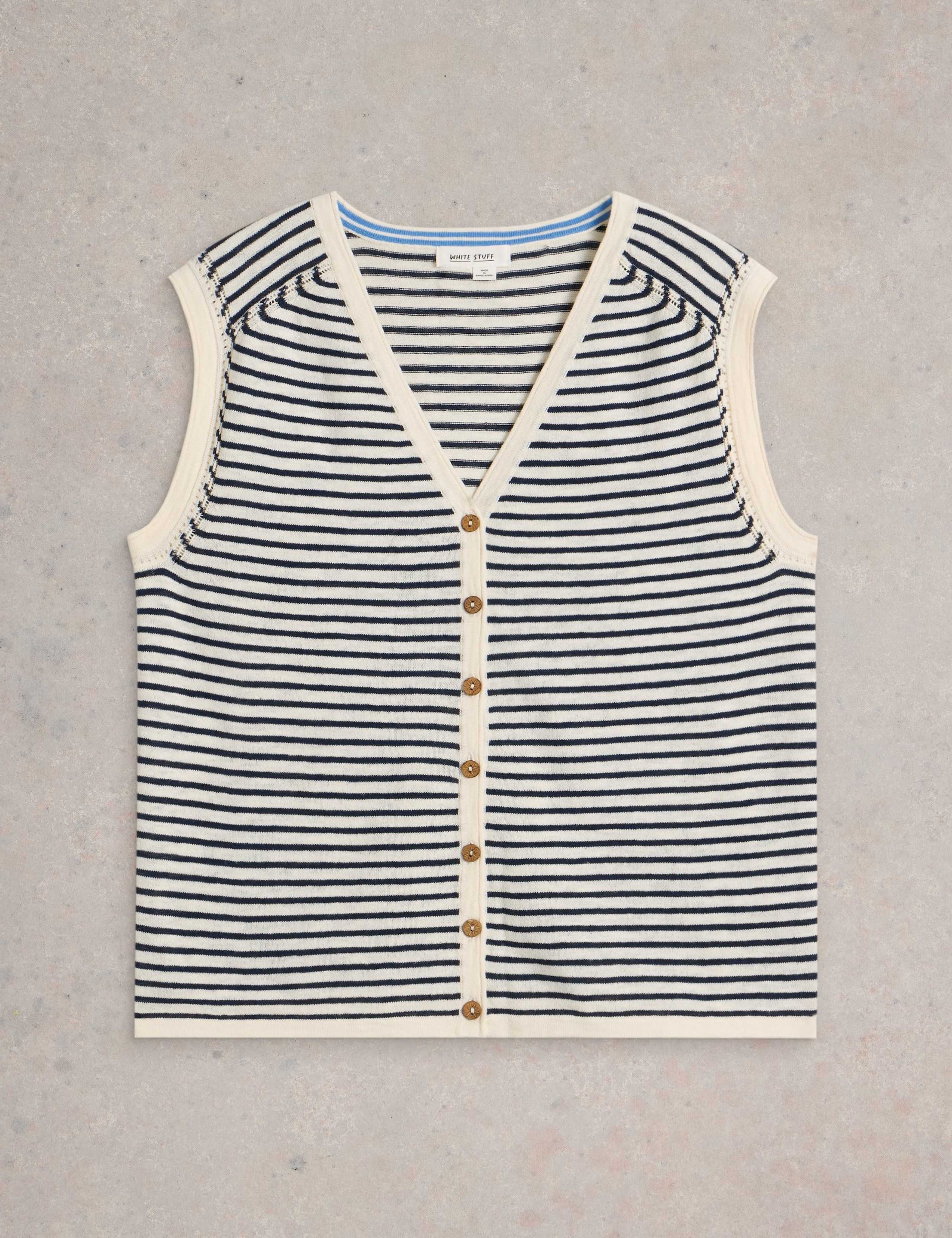 Cotton Rich Striped Tank Top with Linen 2 of 5