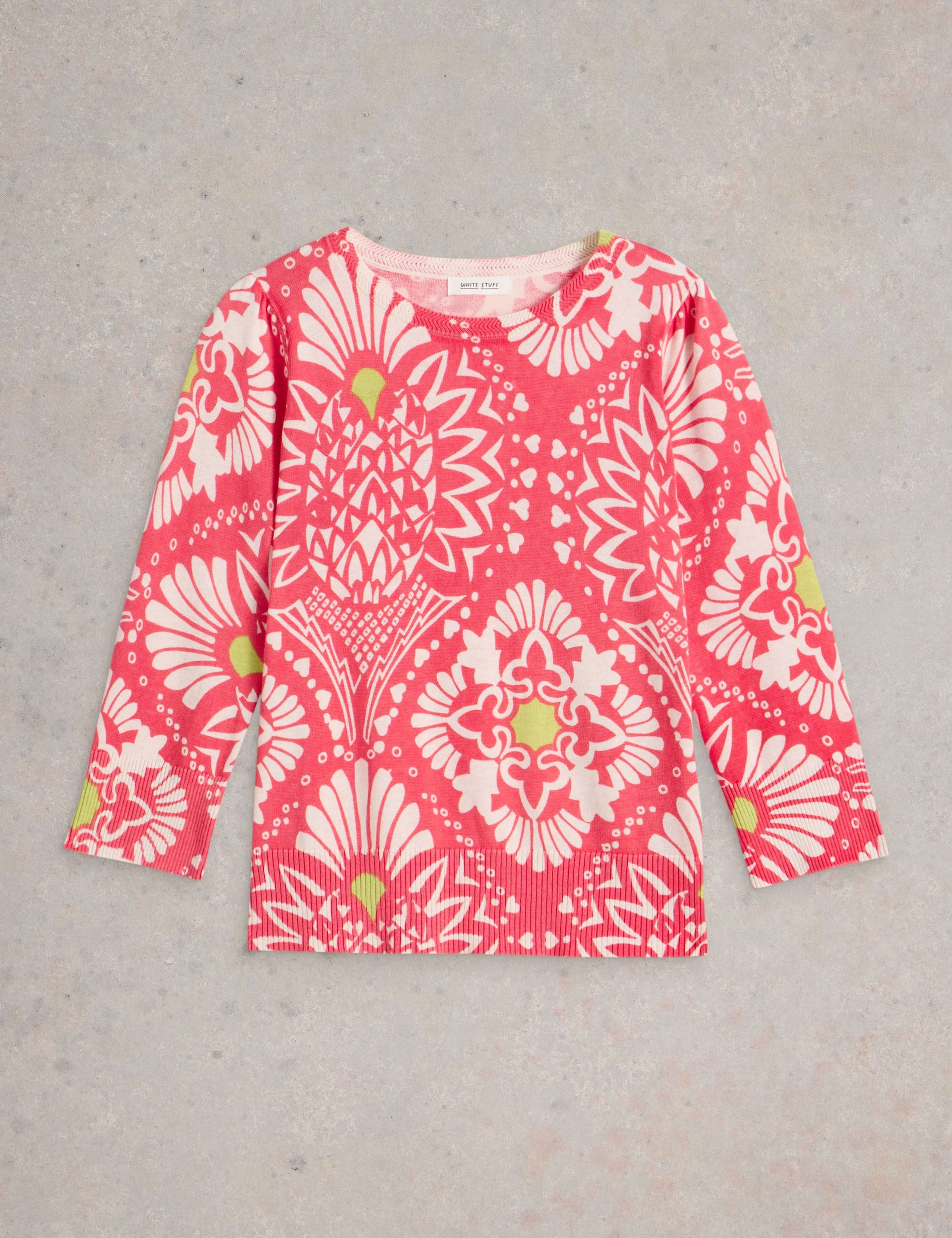 Pure Cotton Floral Crew Neck Jumper 2 of 6