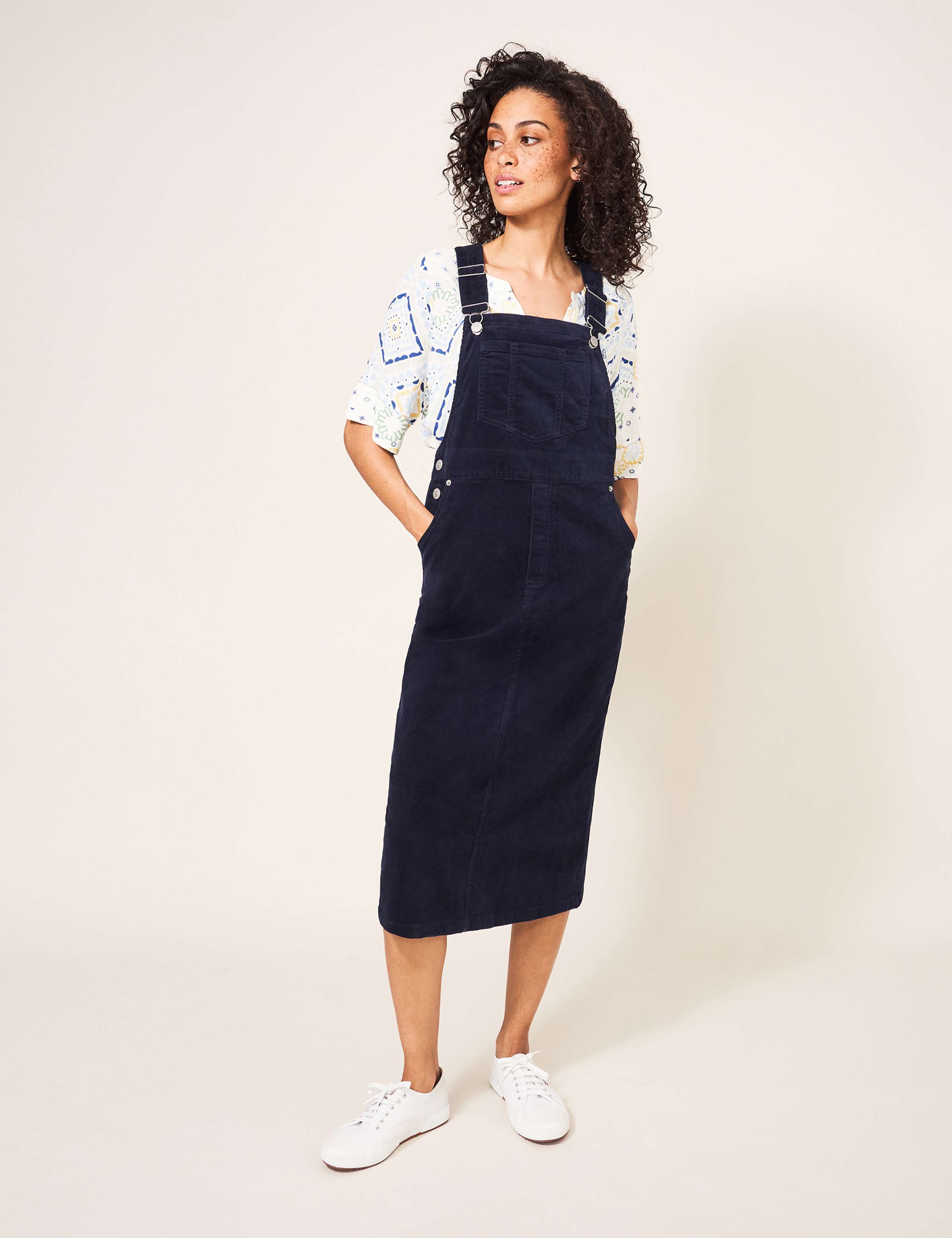 Cotton Rich Square Neck Pinafore Dress 1 of 6