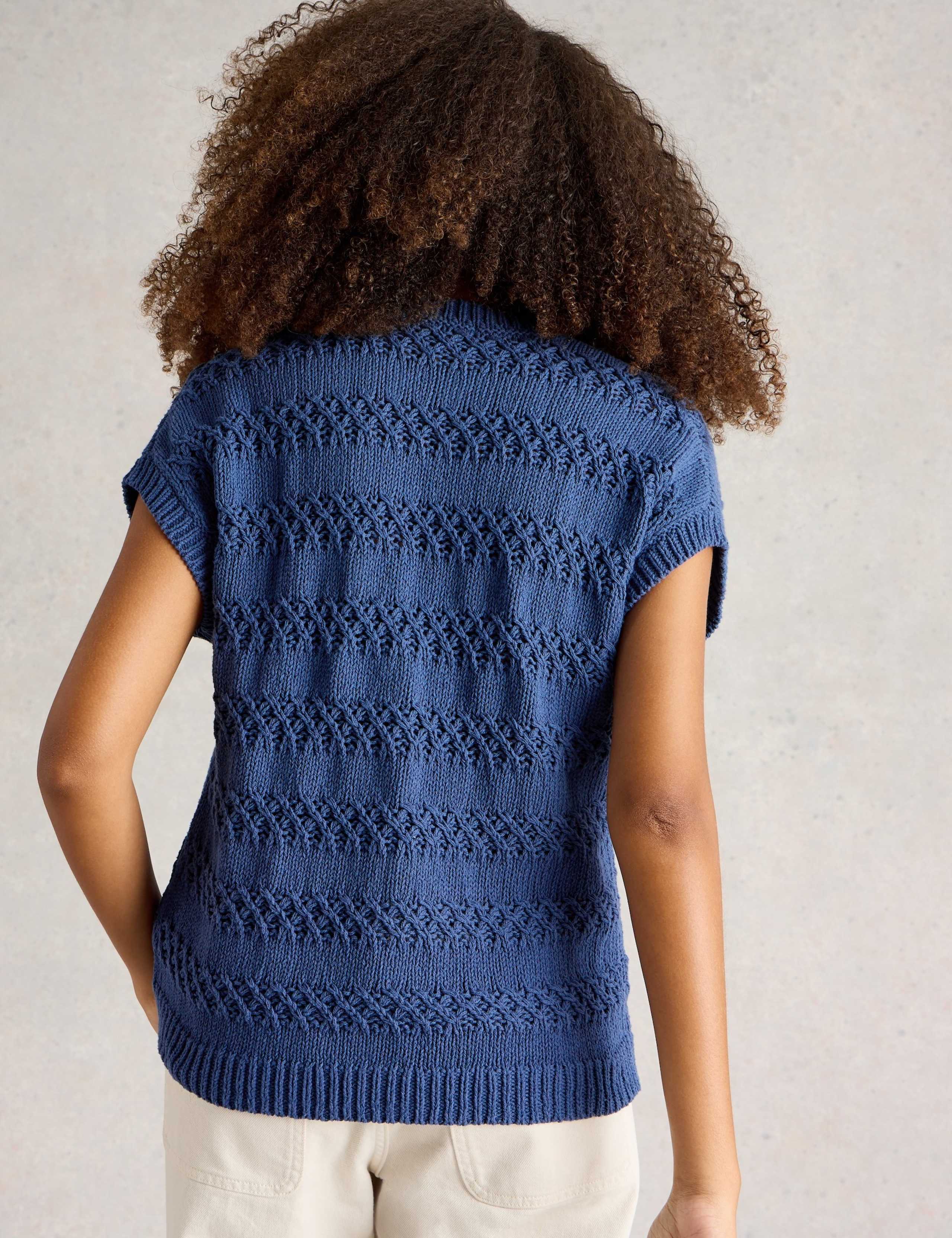 Pure Cotton Textured V-Neck Knitted Waistcoat 4 of 6